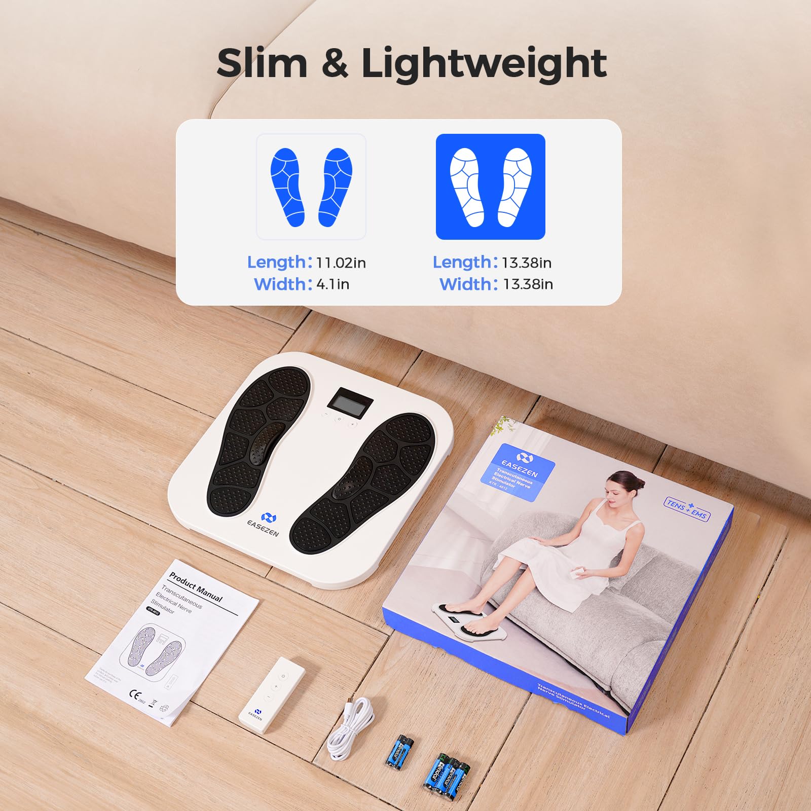 TENS EMS Foot Massager for Neuropathy Relief - 10 Modes & 20 Intensity Levels for Plantar Fasciitis, Swelling & Circulation - Ideal for Home Use & Gifts for Parents (FSA/HSA Eligible) - Perfect for Relaxation & Pain Management After Workouts or Long Standing
