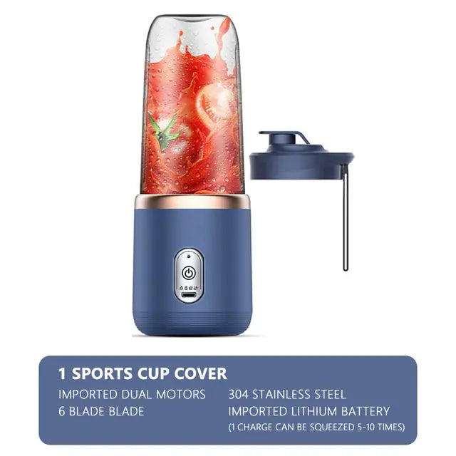 Portable Juice Blender - 400W High Speed Personal Smoothie Maker with USB Rechargeable Battery, BPA-Free Travel Blender for Shakes, Protein Drinks - Perfect for Gym, Office & Outdoor Adventures