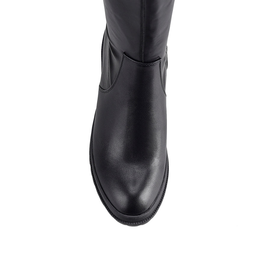 Genna Knee High Stretch Boots for Women - Black Fashion Boots for Fall & Winter, Comfortable & Stylish for Office, Party & Daily Wear