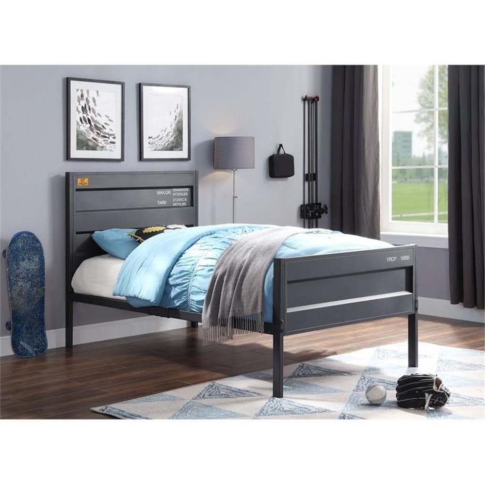 Rosebery Kids Cargo Twin Panel Toddler Bed in Gunmetal - Sturdy & Safe Toddler Bed for Boys & Girls - Perfect for Nursery, Daycare or Kids' Room Transition from Crib