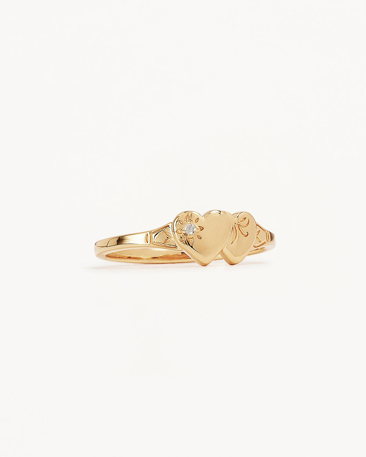 18K Gold Vermeil Forever Intertwined Heart Signet Ring for Women - Elegant Couple Promise Rings, Anniversary & Valentine's Day Gift - Perfect for Engagements, Weddings and Romantic Occasions