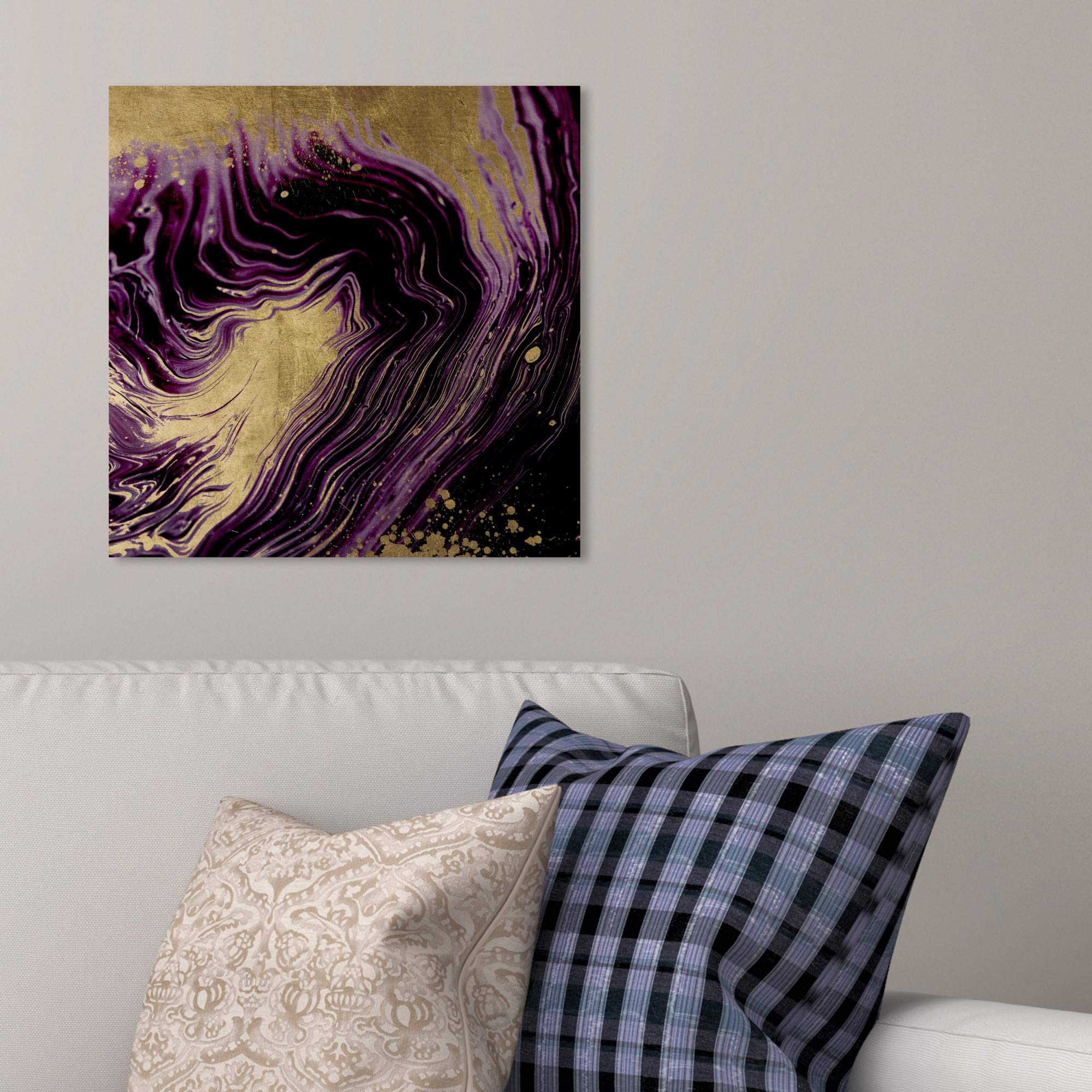 Oliver Gal Artist Co. Abstract Wall Art Canvas Print 'Plum Agate' - 20x20 Inches Gold & Purple Modern Home Decor - Perfect for Living Room, Bedroom or Office Wall Art