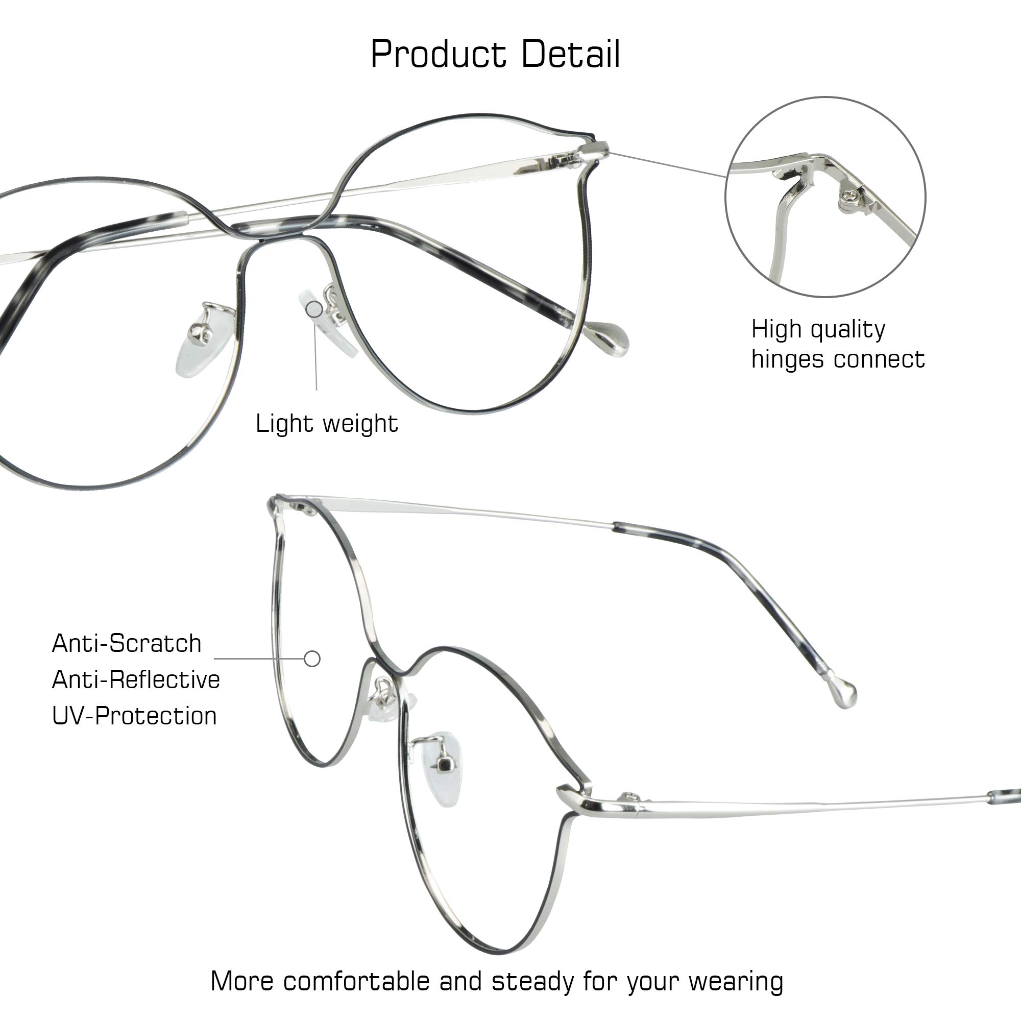 VisionGlobal Blue Light Blocking Glasses for Women - Anti Eyestrain Computer Glasses with Stylish Oval Frame - Perfect for Office Work, Gaming & Nighttime Screen Use