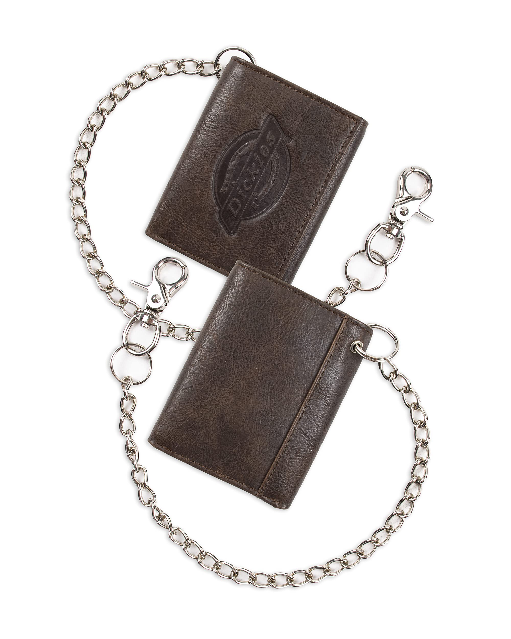 Dickies Men's Leather Trifold Wallet - Genuine Brown Leather RFID Blocking Bifold Wallet for Men - Perfect for Everyday Use, Travel & Business