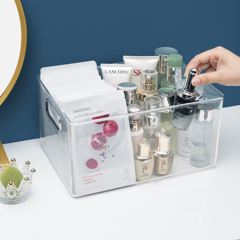 Clear Acrylic Skincare Organizer Box for Makeup, Jewelry & Essentials - Perfect for Vanity, Bathroom & Travel Storage