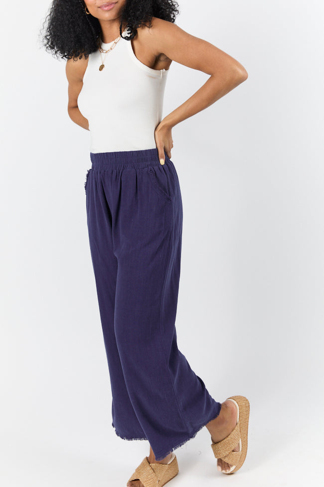 Best Navy Frayed Detail Ankle Length Pants for Women - Comfortable Stretch Denim Skinny Jeans - Perfect for Casual Outings & Date Nights