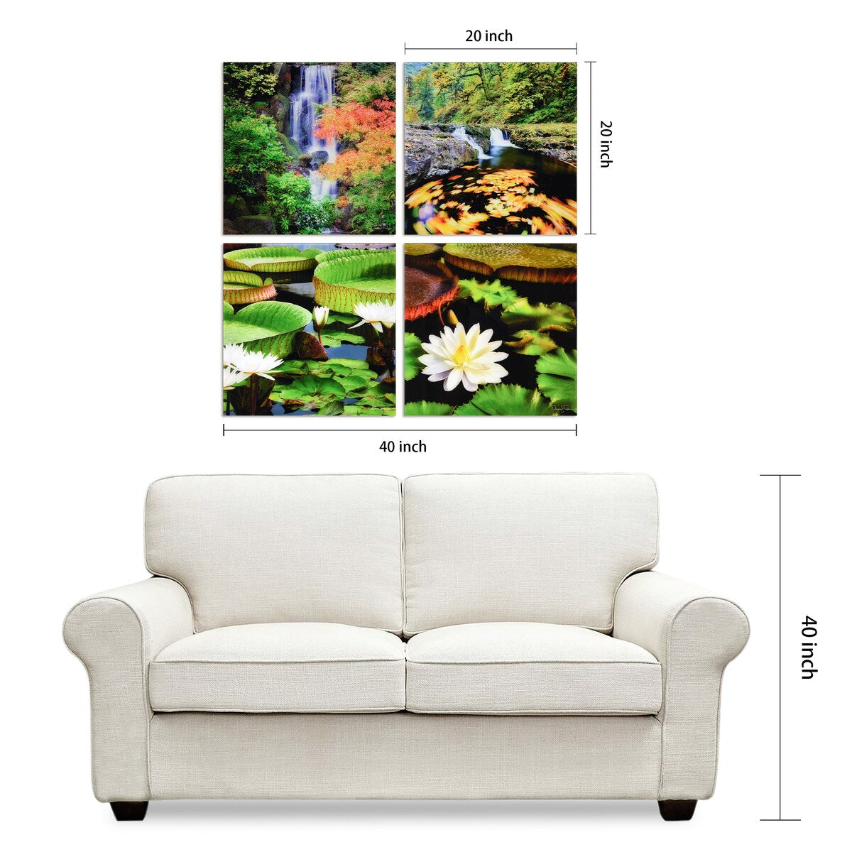 Amazon's Water Lilies Frameless Floating Reverse Printed Tempered Glass Wall Art - Nature Scenes for Living Room, Bedroom & Office Decor