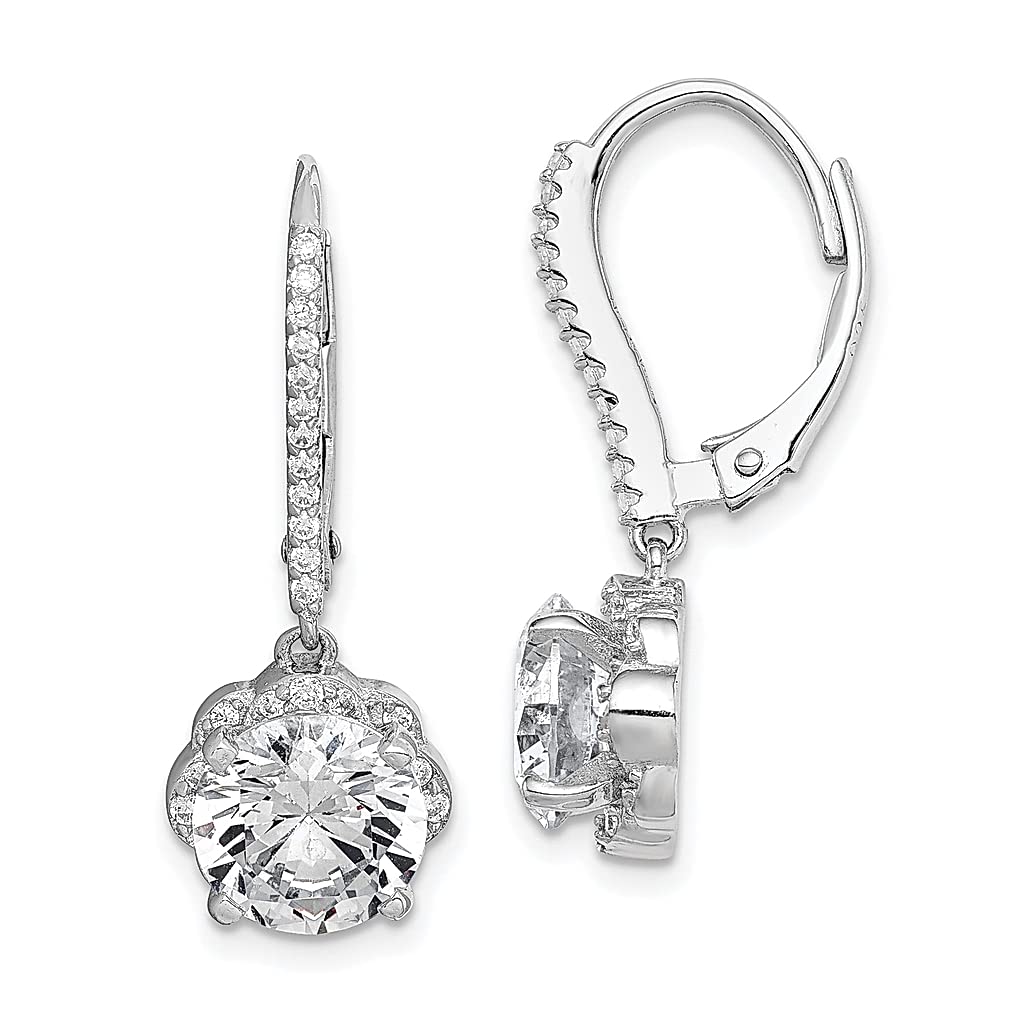 925 Sterling Silver Cubic Zirconia Flower Leverback Drop Dangle Earrings for Women | Elegant Chandelier Gardening Jewelry | Perfect Gift for Her, Birthday, Anniversary & Special Occasions