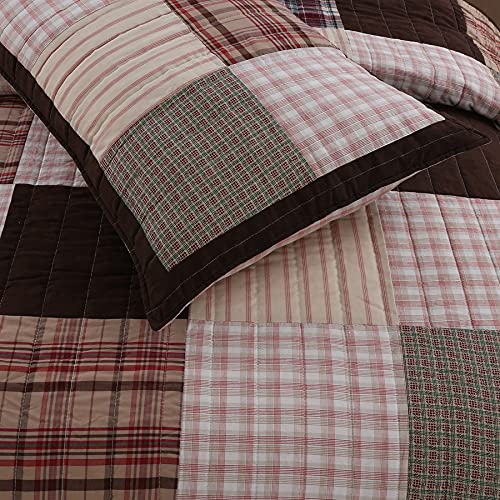 Plaids Patchwork Quilt Set 3Pcs - 100% Cotton King Size Bedding Set for Bedroom | Cozy & Stylish Home Decor for Winter Nights
