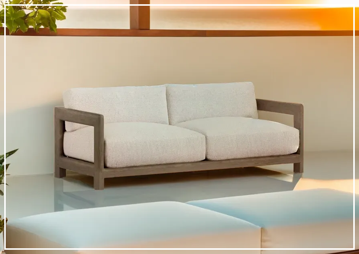 Bernhardt Outdoor 84 Montaigne Sofa with Plush Cushions - Weather-Resistant Patio Furniture for Garden, Poolside & Outdoor Living Spaces
