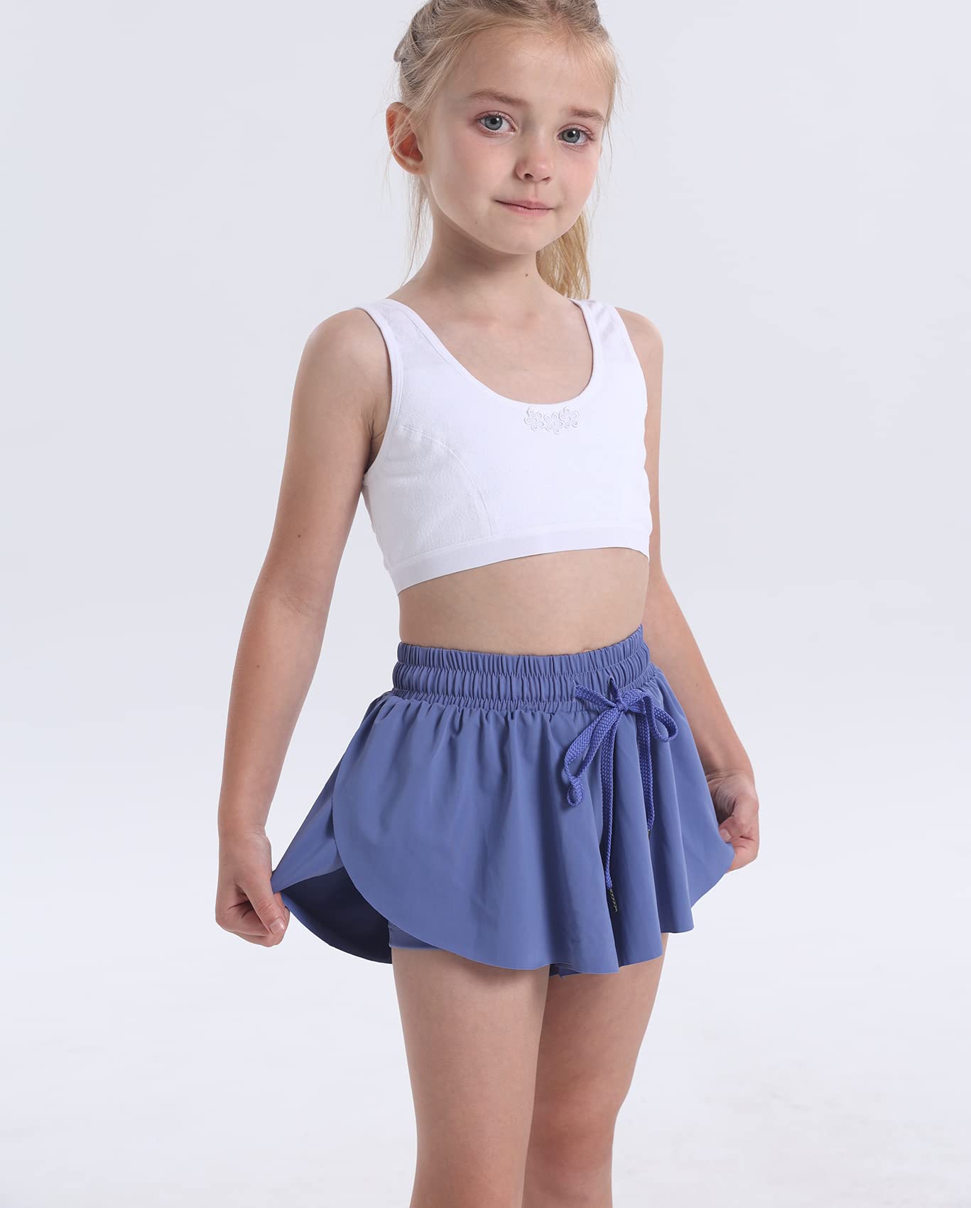 Butterfly Running Shorts for Girls - 2-in-1 Athletic Skirt Shorts with Spandex Liner - Perfect for Cheerleading, Tennis, Dance & School Sports | Comfortable Preppy Workout Outfit