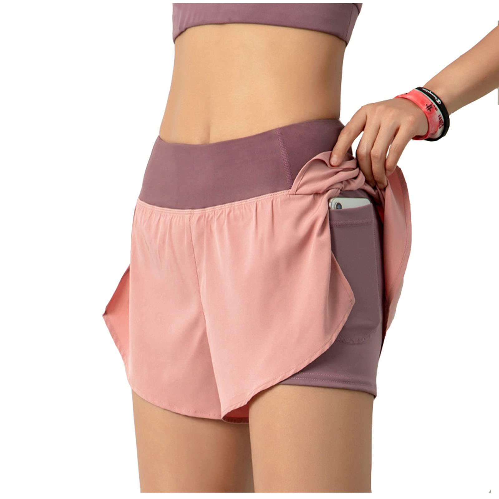 BEIBEIA Women's Quick-Dry Running Shorts - High Waist Athletic Workout Shorts with Pockets - Perfect for Gym, Yoga, Jogging & Outdoor Sports