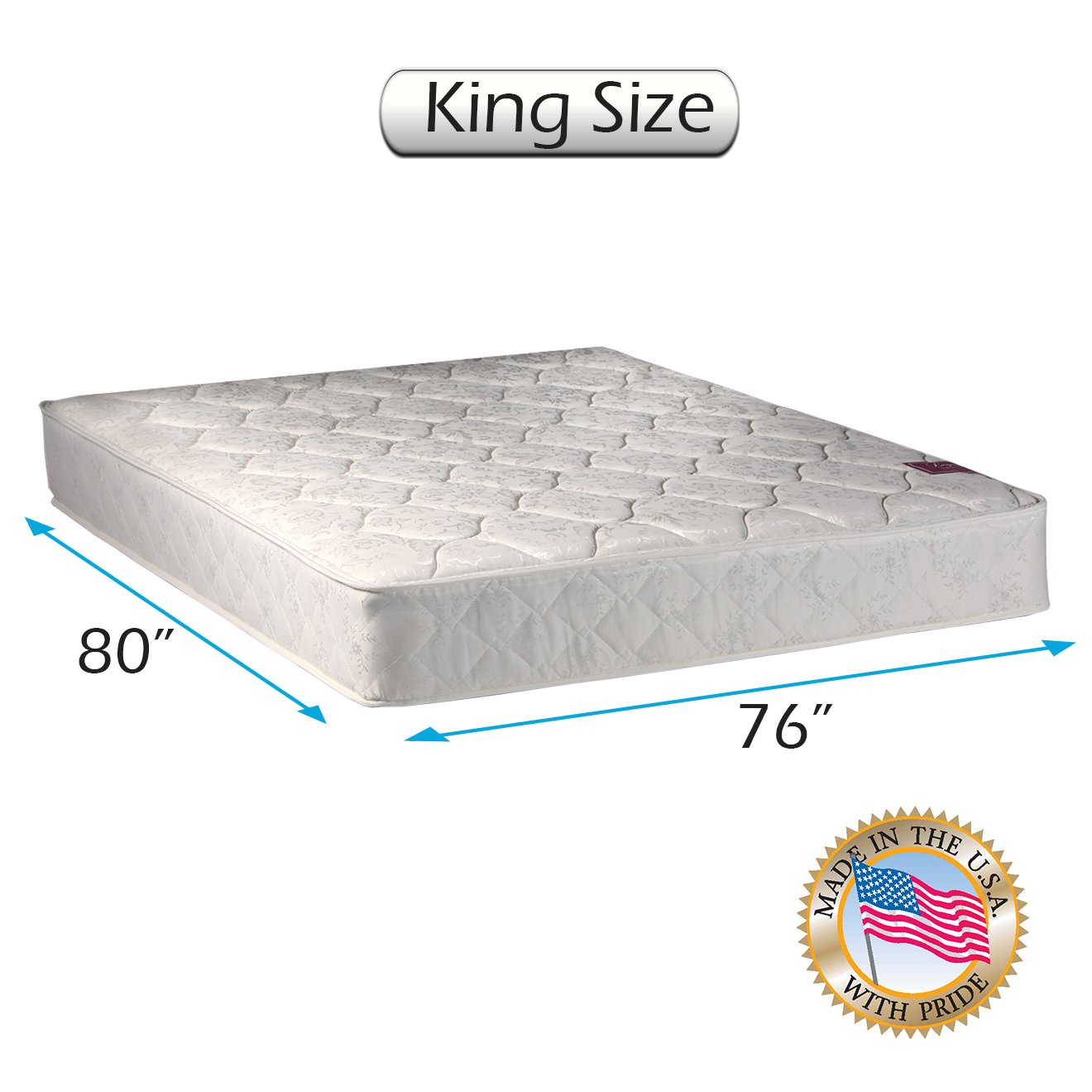 **Dream Solutions USA Twin Size Orthopedic Mattress - One-Sided, Non-Flip Design with Mattress Cover Protector - Fully Assembled for Back Support - Perfect for Guest Rooms, Dorms & Small Spaces**