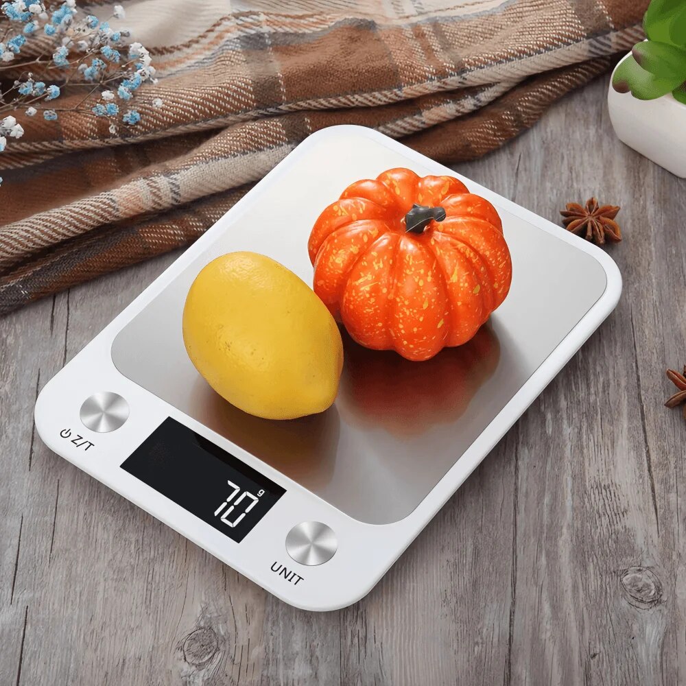ANYCO Anygleam Digital Kitchen Scale 10kg/22lb, Stainless Steel, Precise Weight Measurement for Cooking, Baking, and Portion Control - White (Ideal for Home Kitchen, Food Prep, and Dietary Tracking)