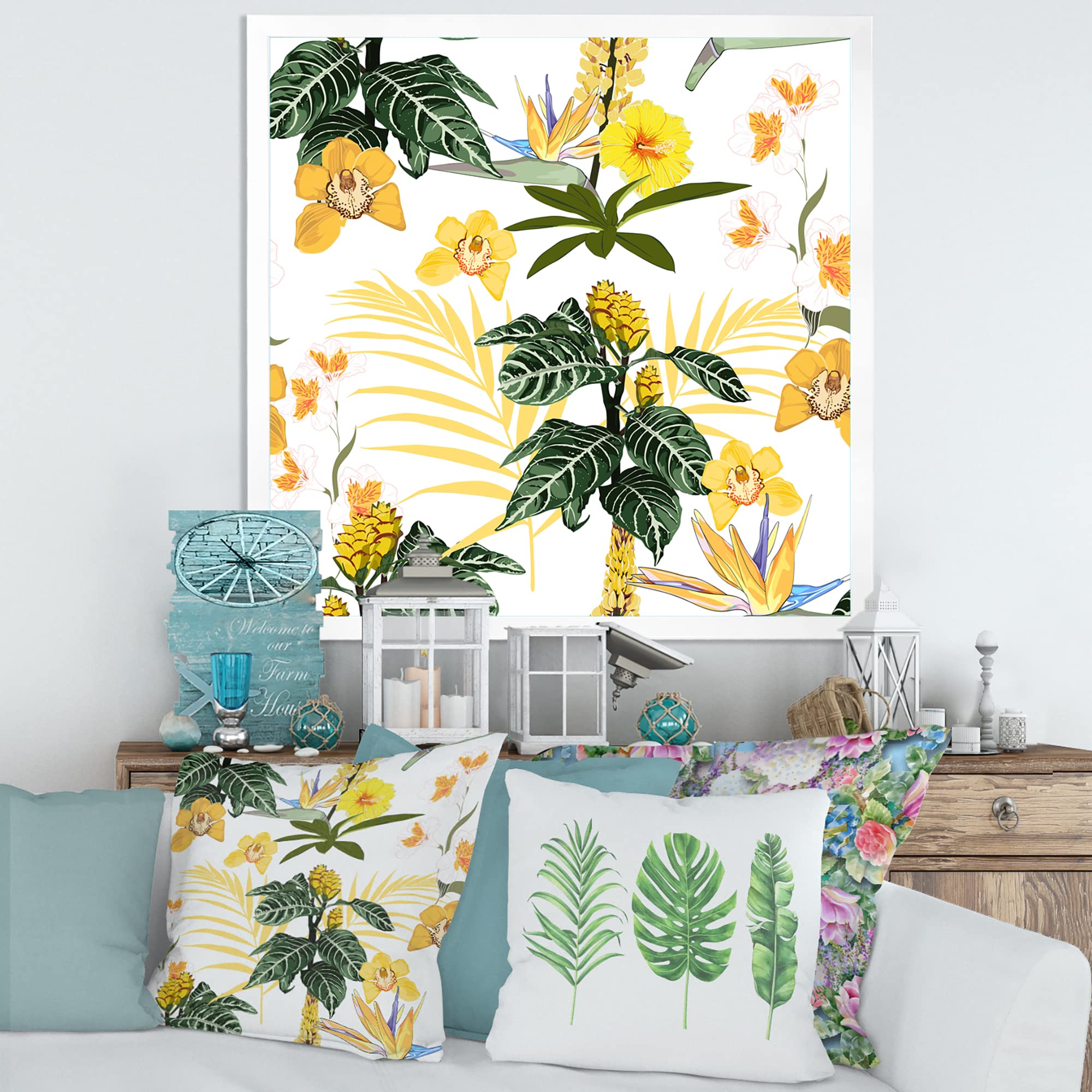 Modern Framed Wall Art with Beautiful Flower Patterns - Perfect for Living Room, Bedroom & Office Decor