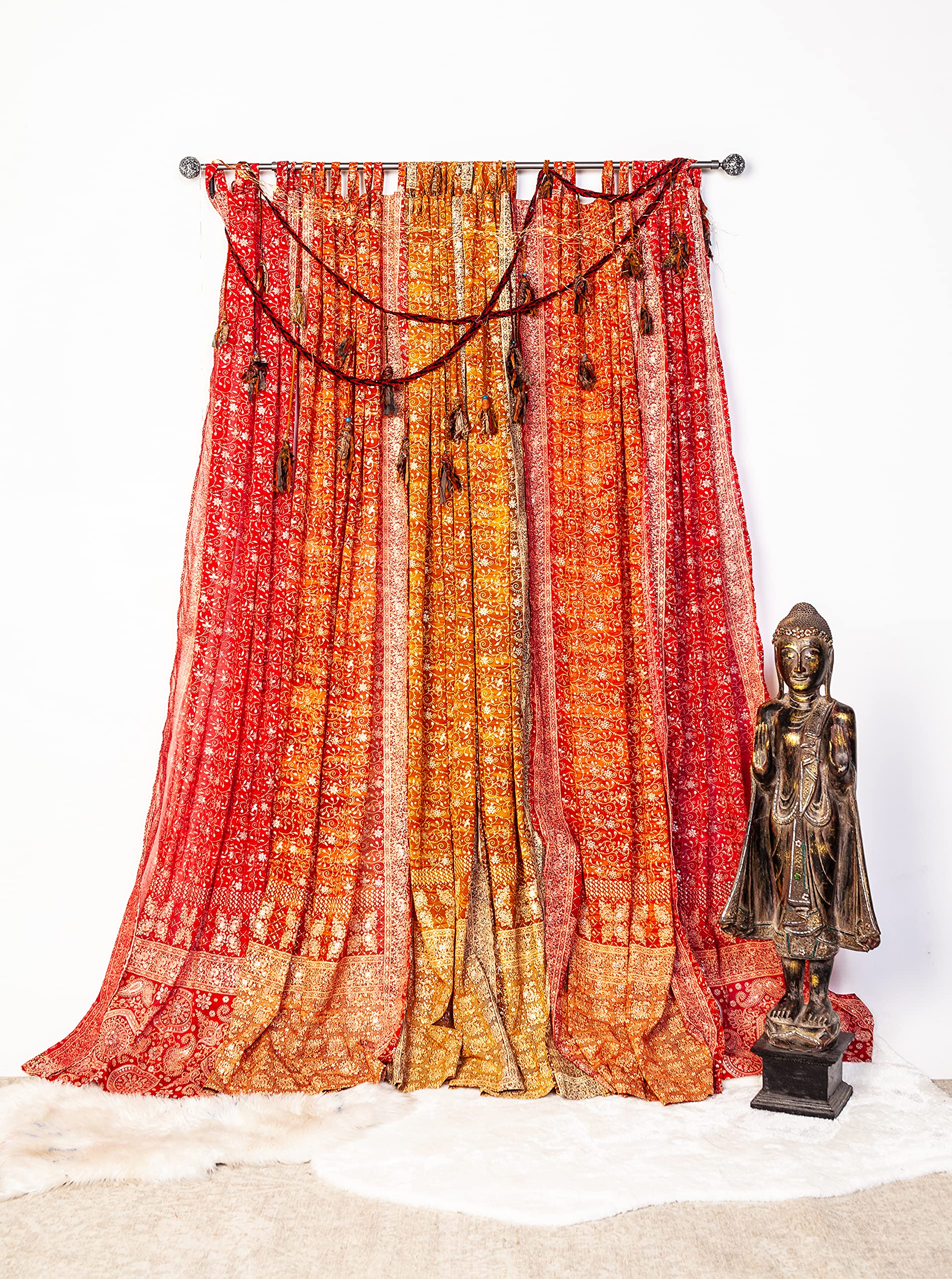 Boho Light-Filtering Sari Curtains - Colorful Window Treatments for Bedroom & Living Room | 84