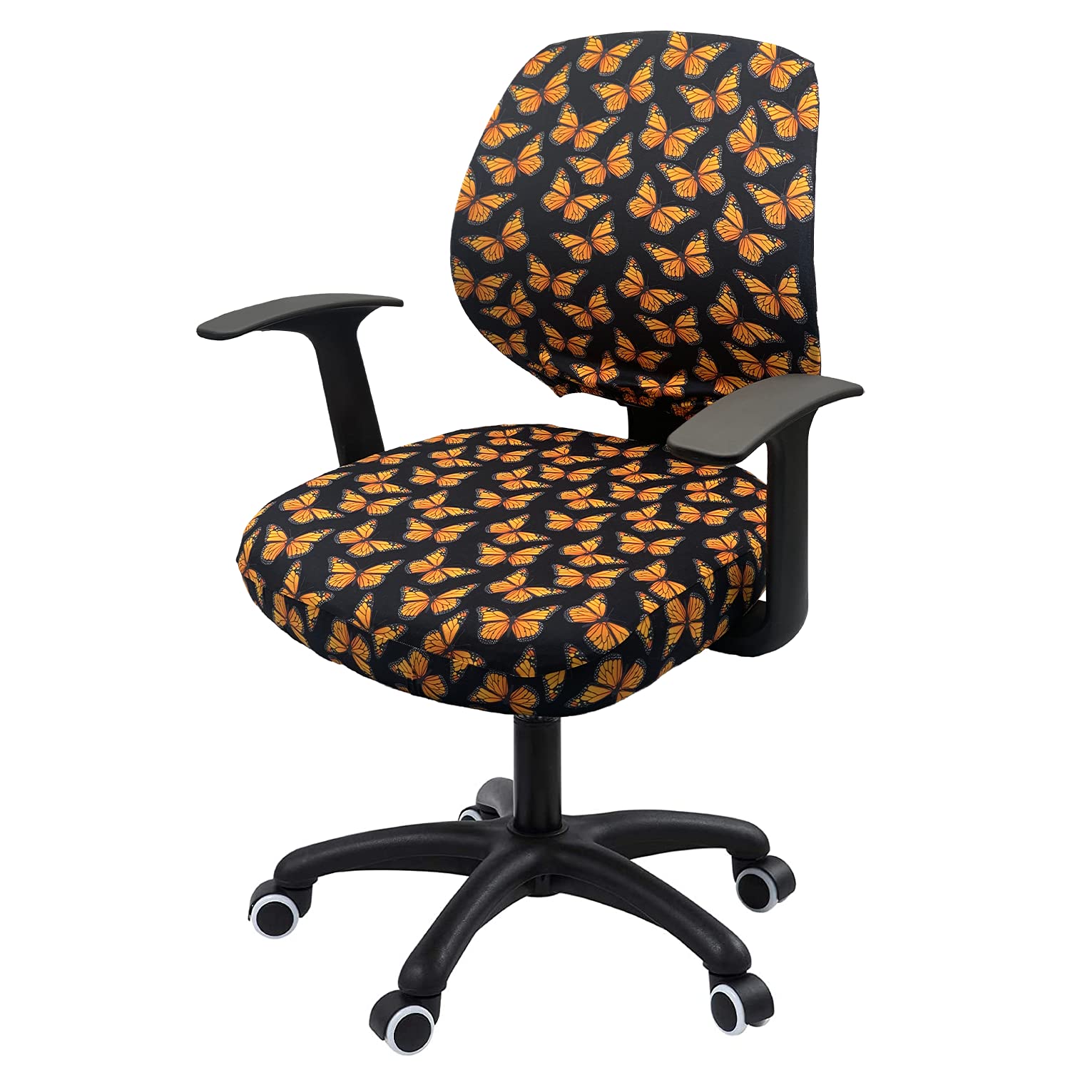 Stretchable Office Chair Cover - 2 Piece Waterproof Computer Desk Chair Seat Protector - Fits Swivel Chairs for Home & Office Use - Perfect for Spill Protection and Furniture Maintenance