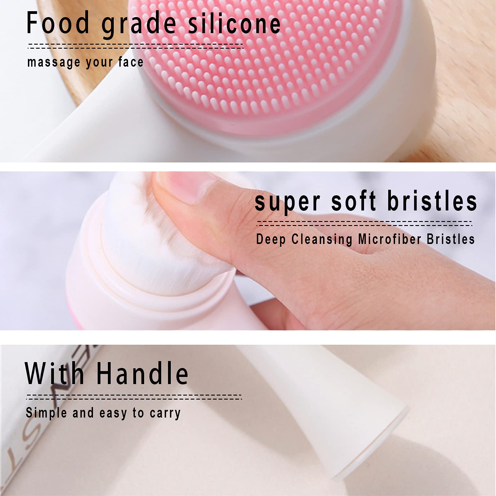 2 in 1 Facial Cleansing Brush | Manual & Silicone Double-Sided Face Scrubber for Sensitive, Dry & Delicate Skin | Gentle Exfoliation & Deep Cleansing | Perfect for Daily Skincare & Makeup Removal Routine