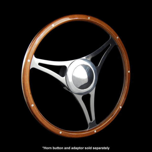 Vintage 15 Inch 3-Spoke Flat Wood Rim Steering Wheel - 9 Bolt AAA 8363 for Classic Car Restoration & Hot Rod Customization