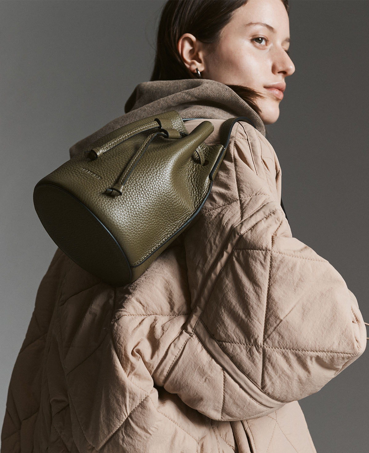 Bobb Bucket Bag for Women - Olive Green Pebbled Leather Crossbody Handbag | Perfect for Everyday Use, Travel, and Casual Outings