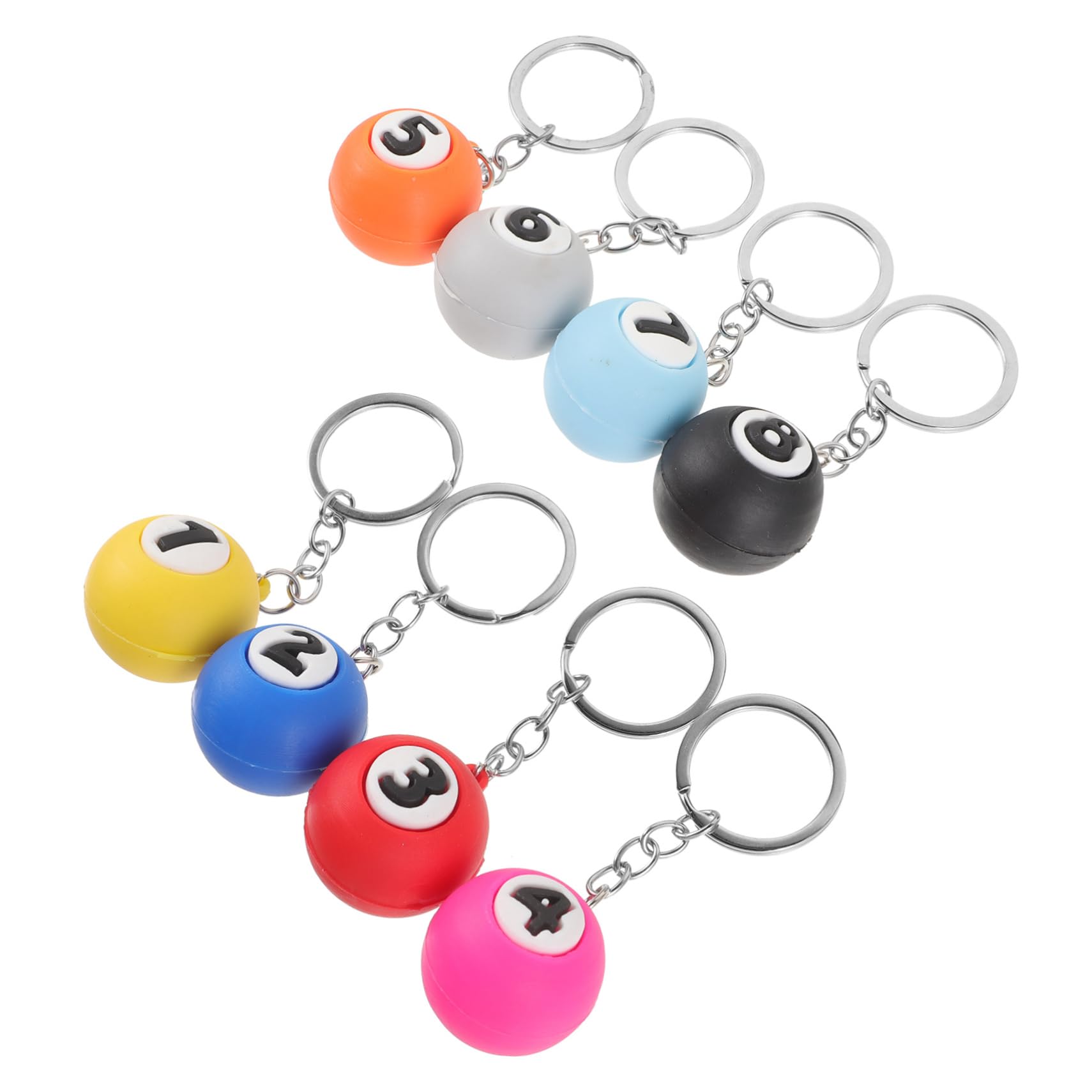 FOYTOKI 8pcs Billiards Keychains - Sports Themed Pool Hanging Pendants for Keys, Gifts, and Bag Decorations