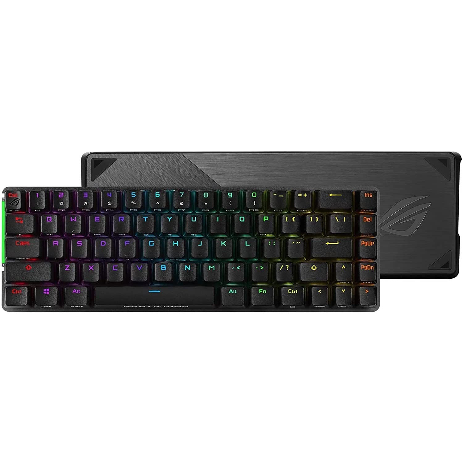 ASUS ROG Falchion Wireless 65% Compact Mechanical Gaming Keyboard - 68 Keys with Cherry MX Blue Switches, Aura Sync RGB Lighting, PBT Keycaps & Touch Panel | Long Battery Life for PC Gaming, Office Work & Travel Use (Renewed)