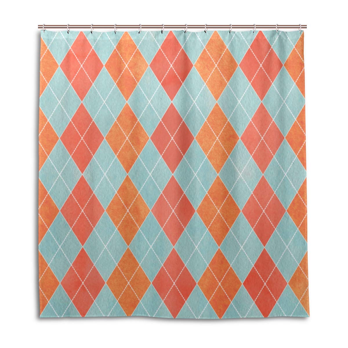 ALAZA Waterproof Polyester Diamond Geometric Shower Curtain 72x72 Inch - Modern Bathroom Decor with Hooks for Elegant Home & Hotel Use