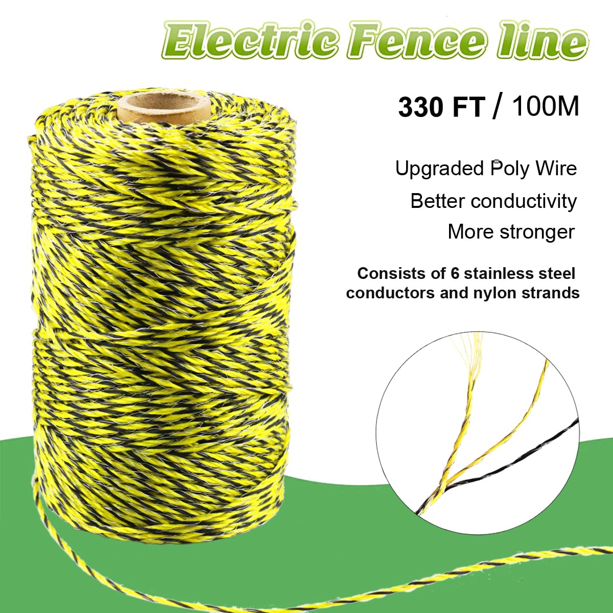 330 Feet Electric Fence Polywire - 1/8