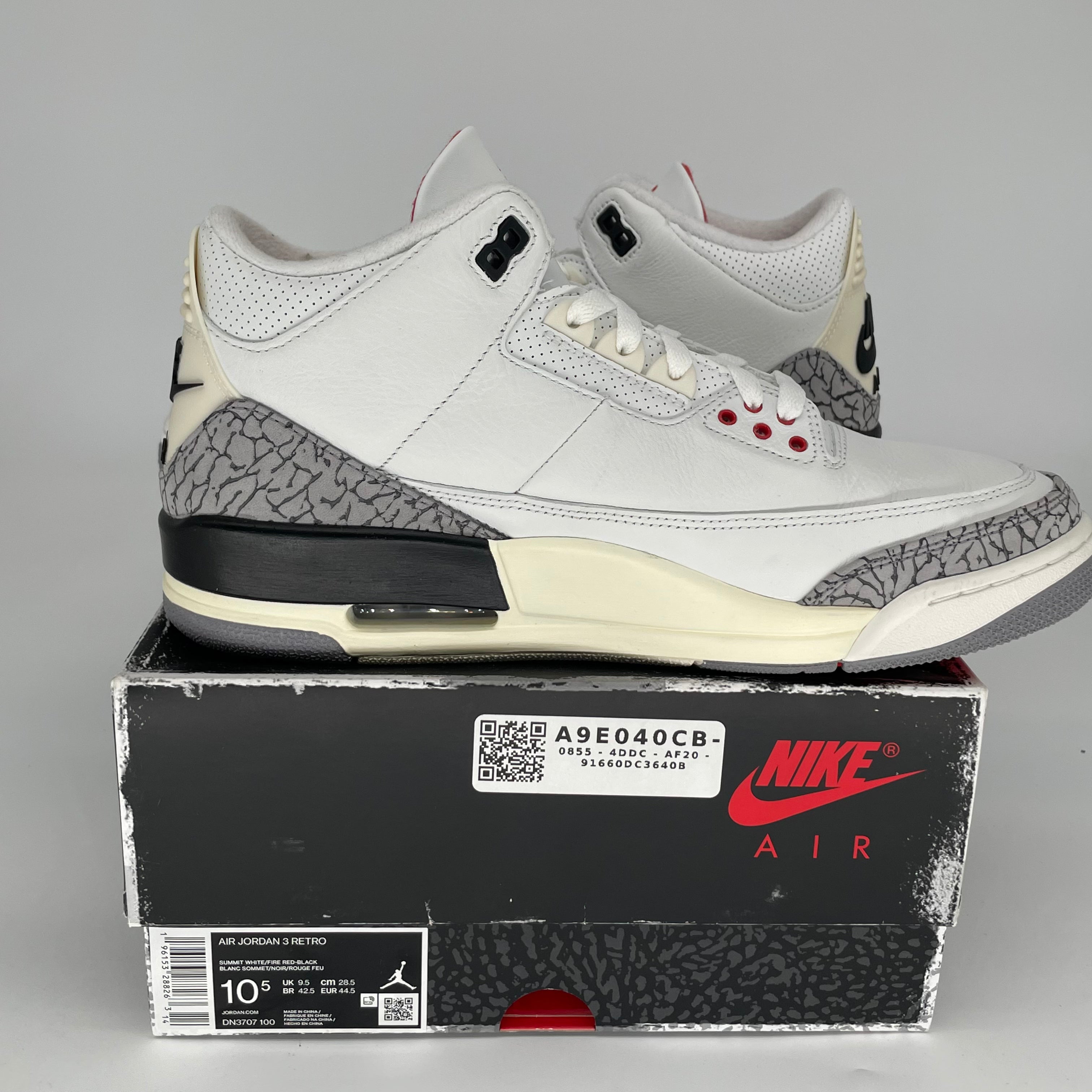 AIR JORDAN 3 White Cement Reimagined Basketball Shoes - Men's Size 10.5 (DN3707-100) - Authentic Retro Sneakers for Streetwear & Sports Performance