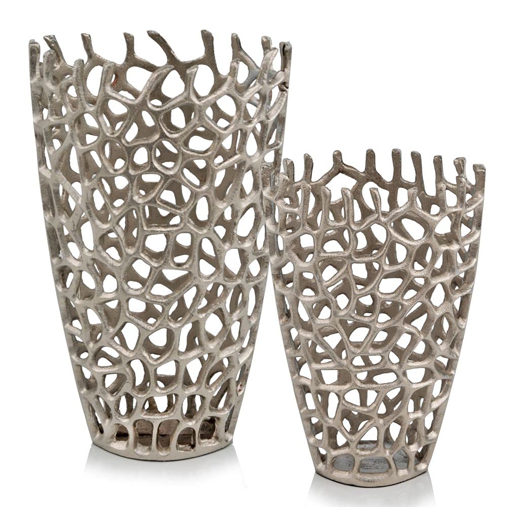 Modern Silver Twig Table Vase - Elegant 15.25