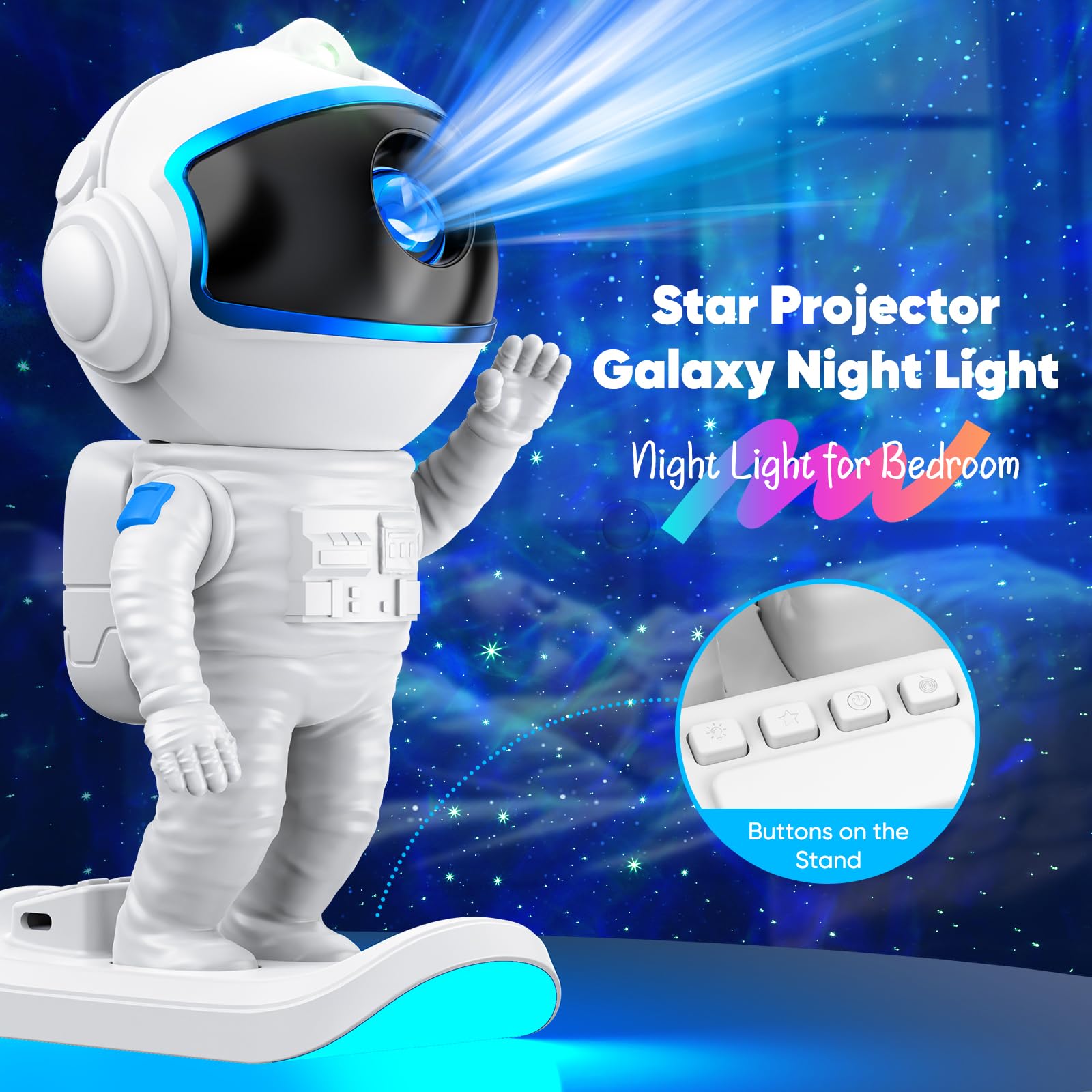 Astronaut Galaxy Projector - 360° Star Projector Night Light with Timer & Remote Control | Perfect for Bedroom, Nursery, Meditation & Home Decor | Great Gift for Adults, Teens, Kids (Christmas, Birthday)