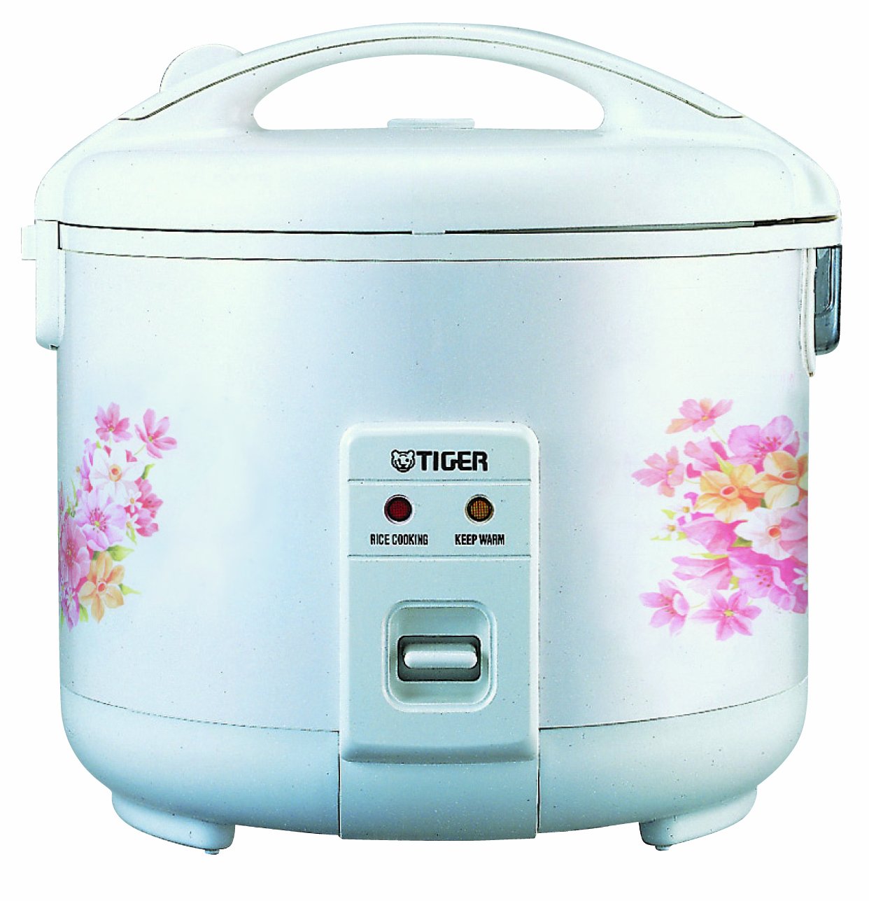 Tiger JNP-0550-FL 3-Cup (Uncooked) Rice Cooker & Food Warmer - Compact White Floral Design for Small Kitchens, Dorms & Office Use