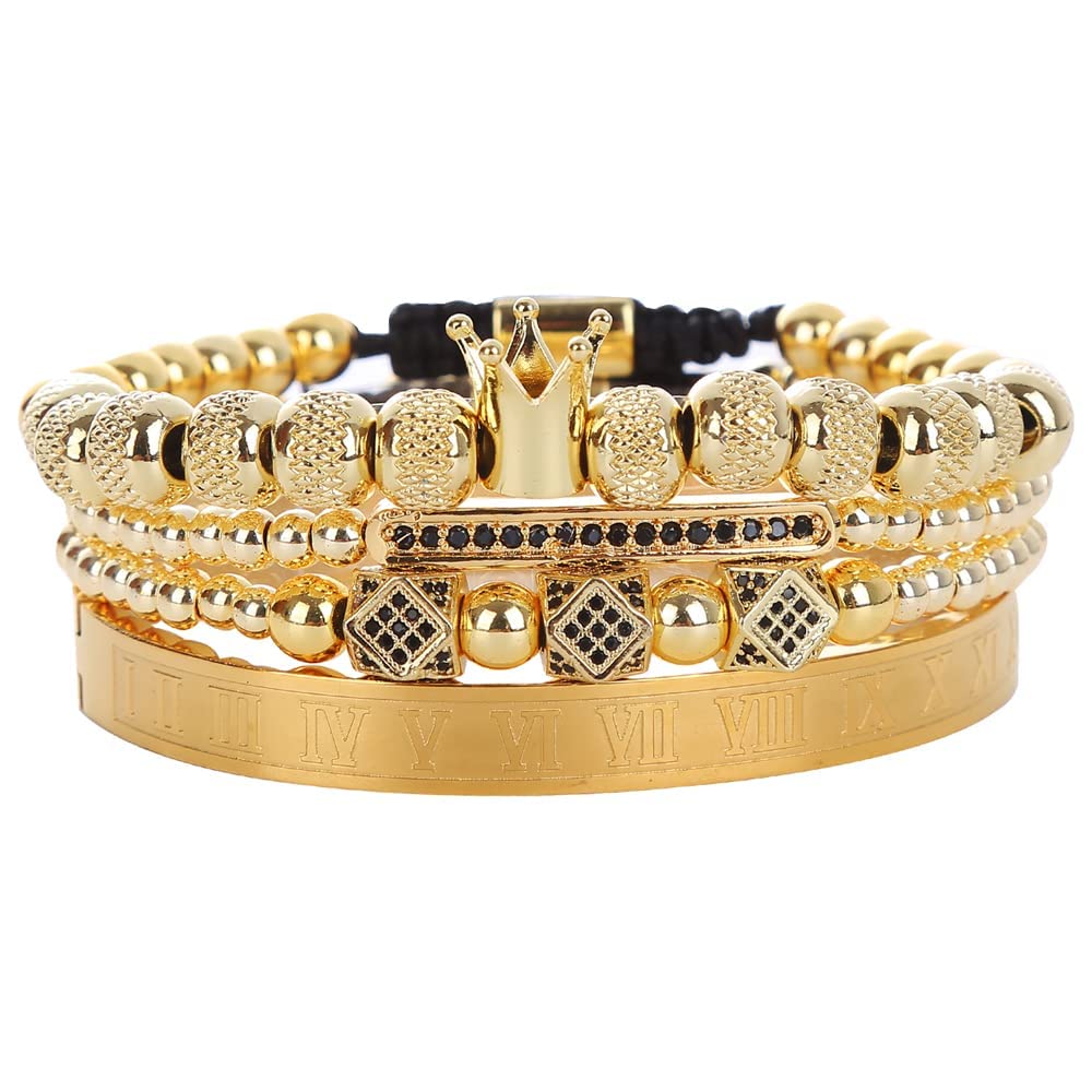 HYHONEY Men's Beaded Bracelet - Stainless Steel Micro Pave Zircon Cuff Bangle for Men & Women | Perfect for Casual Wear, Gifts & Special Occasions