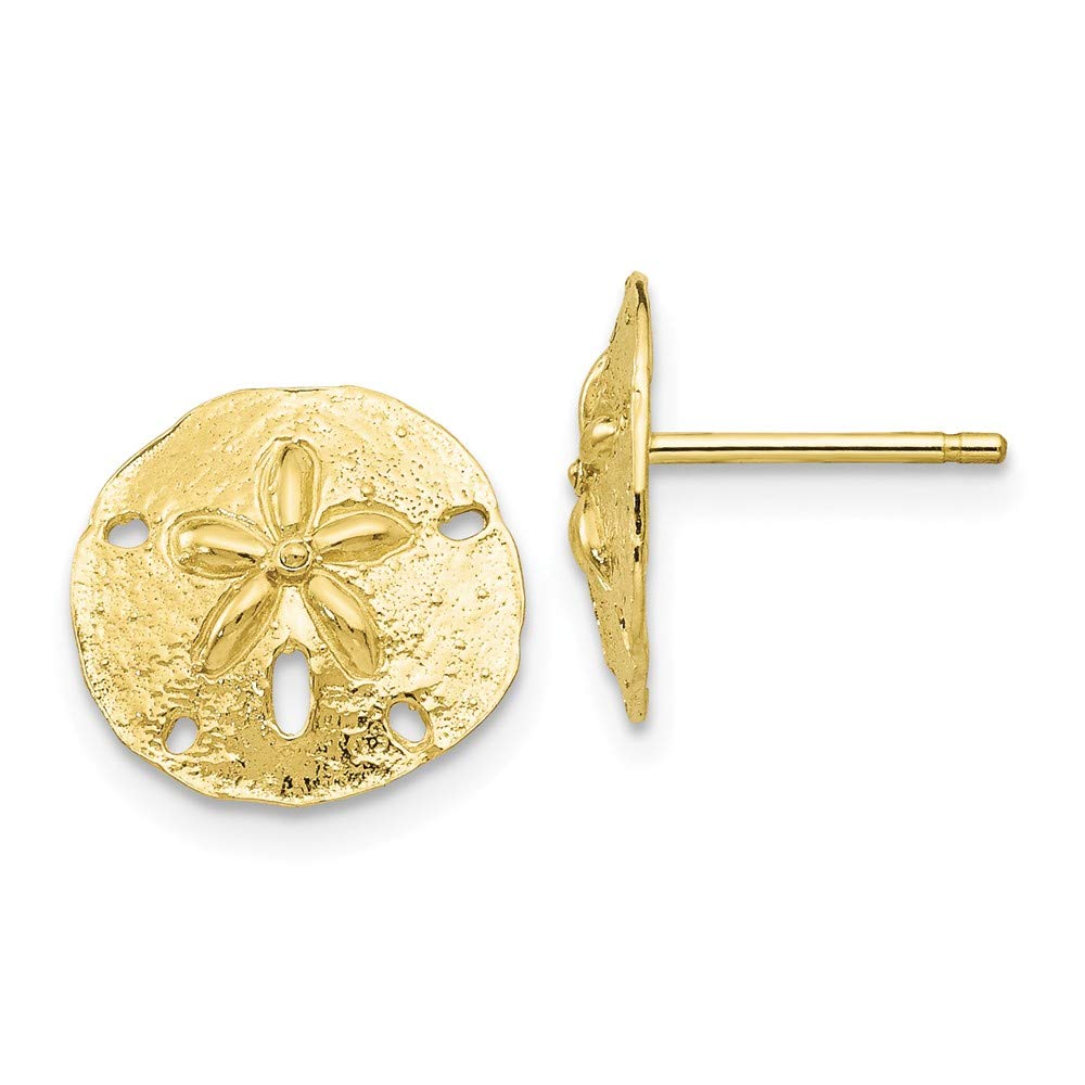 10k Yellow Gold Sand Dollar Stud Earrings for Women - Hypoallergenic, Dainty & Elegant - Perfect for Beach Weddings, Summer Vacations & Boho Fashion
