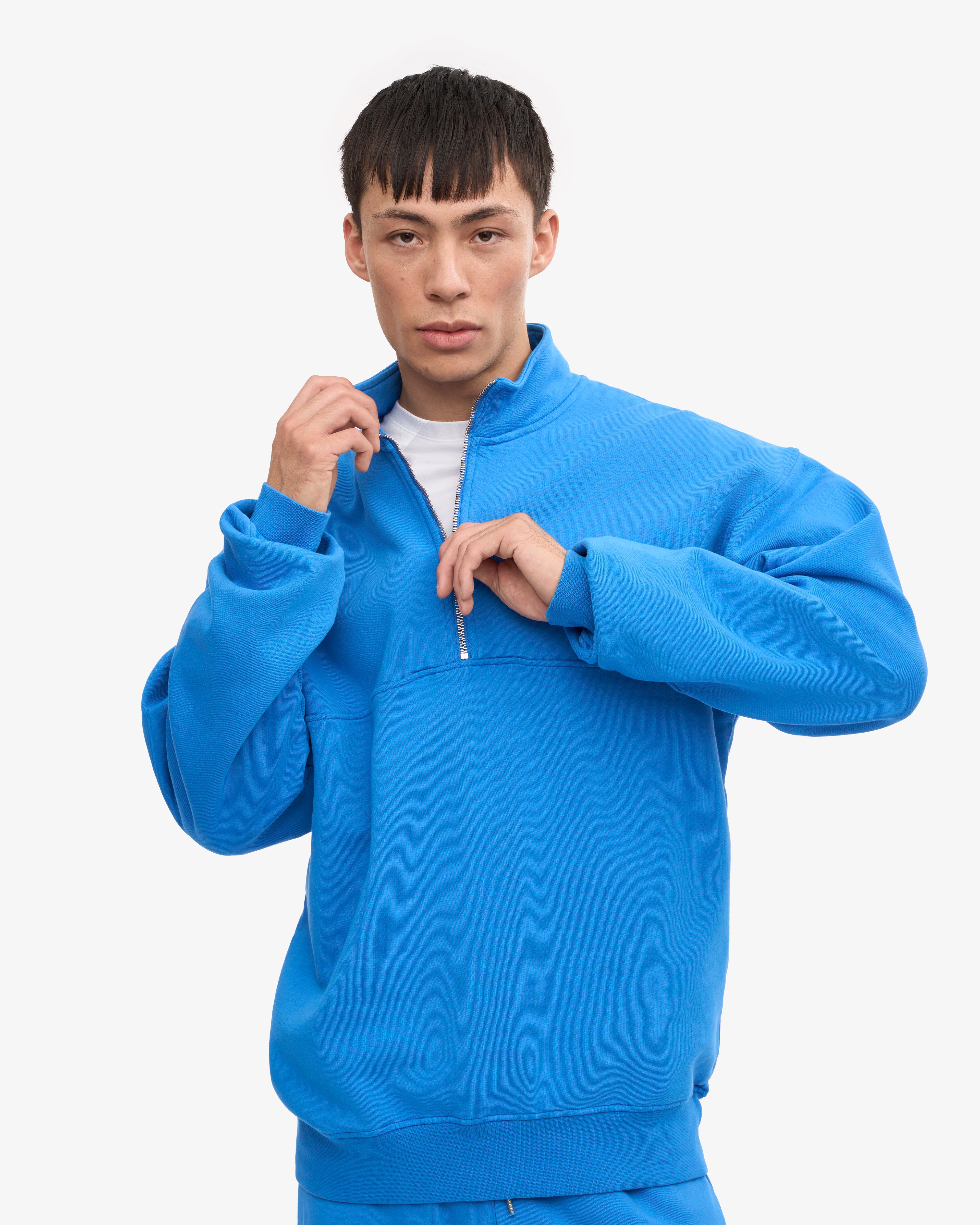 Organic Quarter Zip Sweatshirt for Men & Women | Soft & Comfortable Pacific Blue Pullover | Perfect for Outdoor Activities, Casual Wear & Layering