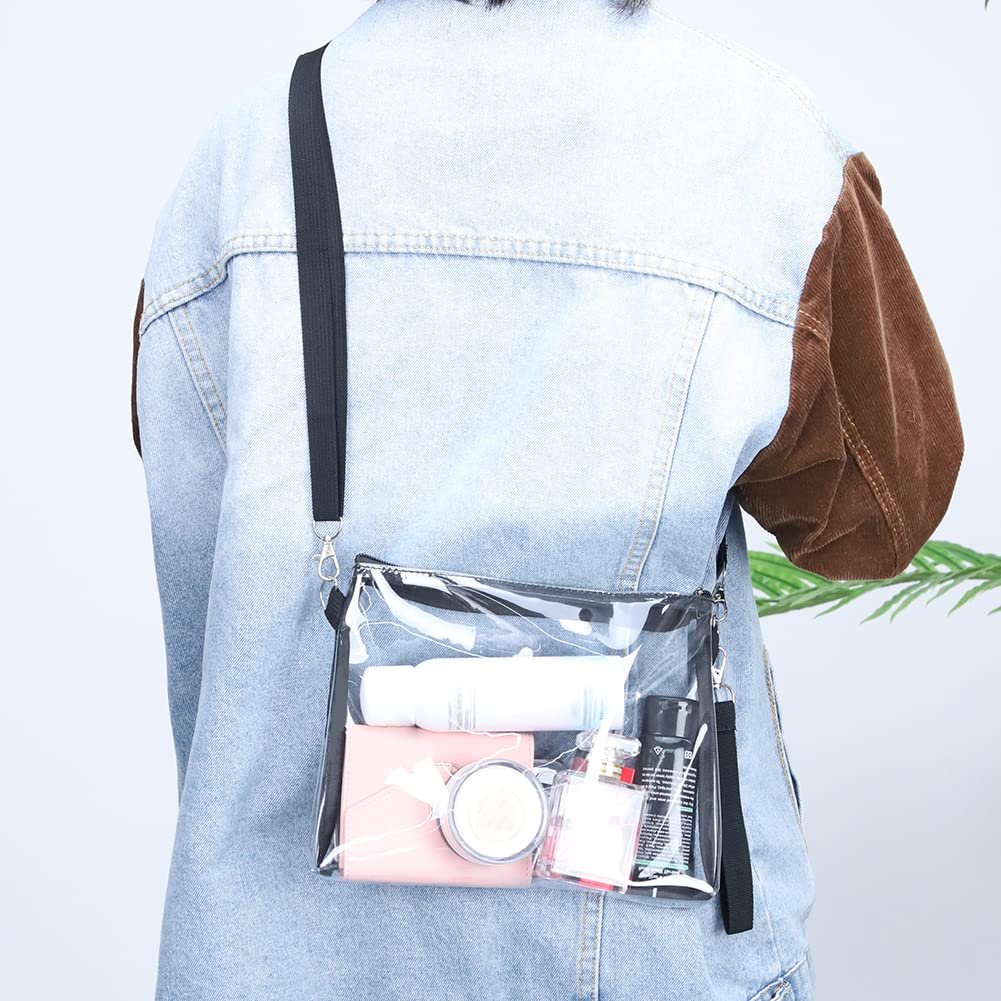 SHLKNKLE Clear Stadium Approved Crossbody Phone Bag - Adjustable Strap Transparent PVC Purse for Women - Perfect for Concerts, Sports Events & Travel (Black)