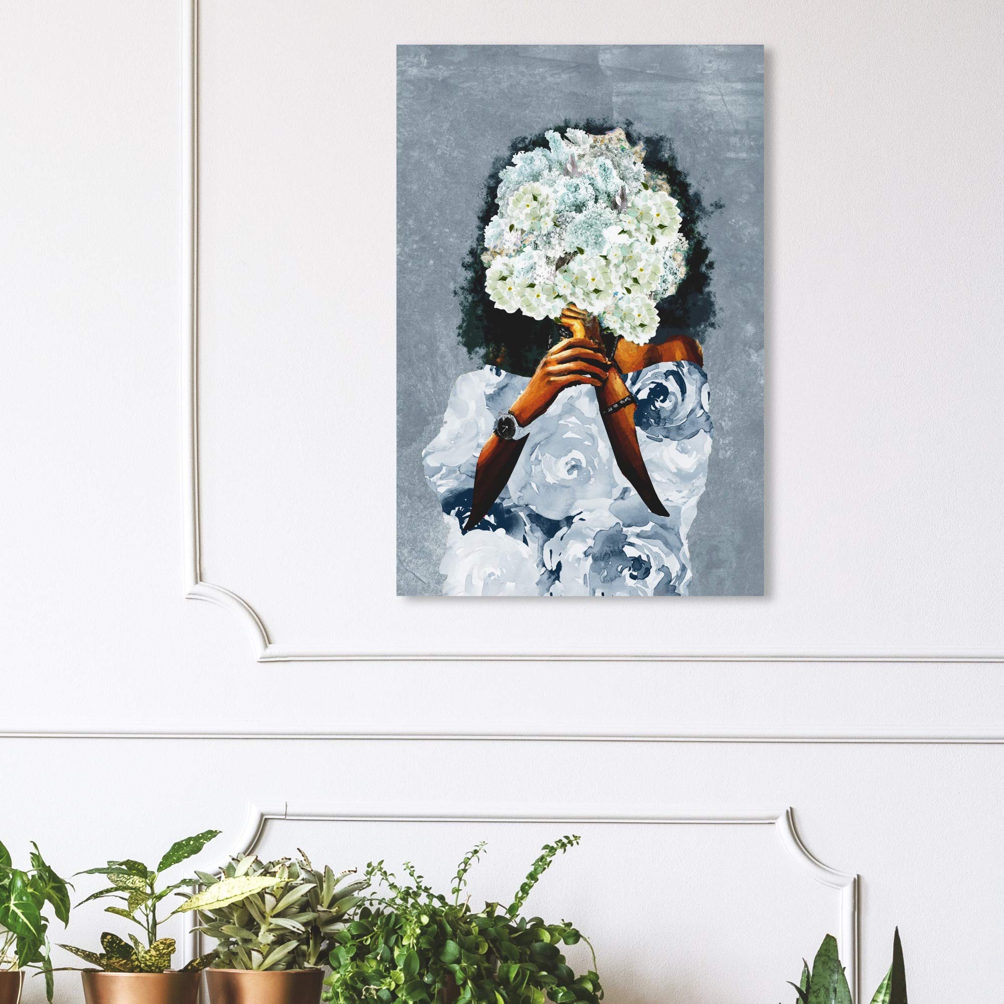 Wynwood Studio 'Garden in France Dusty' Fashion Wall Art Canvas Print - 24x36 Inches Blue & Brown Home Decor - Perfect for Living Room, Bedroom or Office Wall Decoration