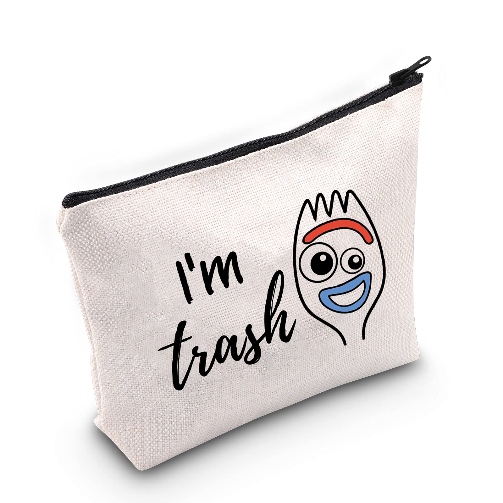 Funny Forky Toy Story Inspired Makeup Bag - 'I'm Trash' Zipper Pouch for Cosmetics & Accessories | Perfect Gift for Disney Pixar Fans, Kids & Toy Story Lovers