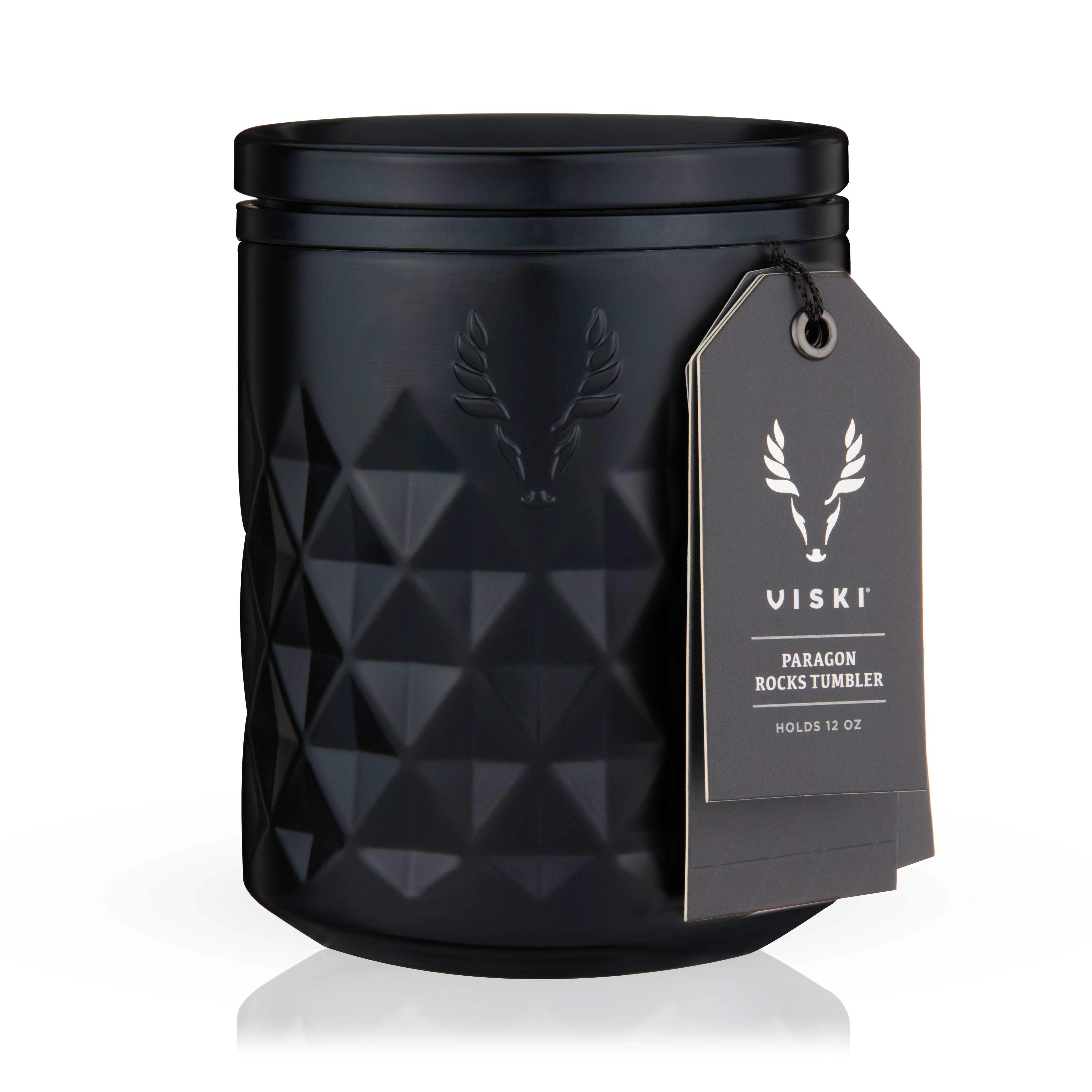 Premium Stainless Steel Rocks Tumbler - 20oz Insulated Whiskey Glass with Lid - Obsidian Black - Perfect for Bourbon, Scotch & Cocktails at Home, Office or Outdoor Adventures