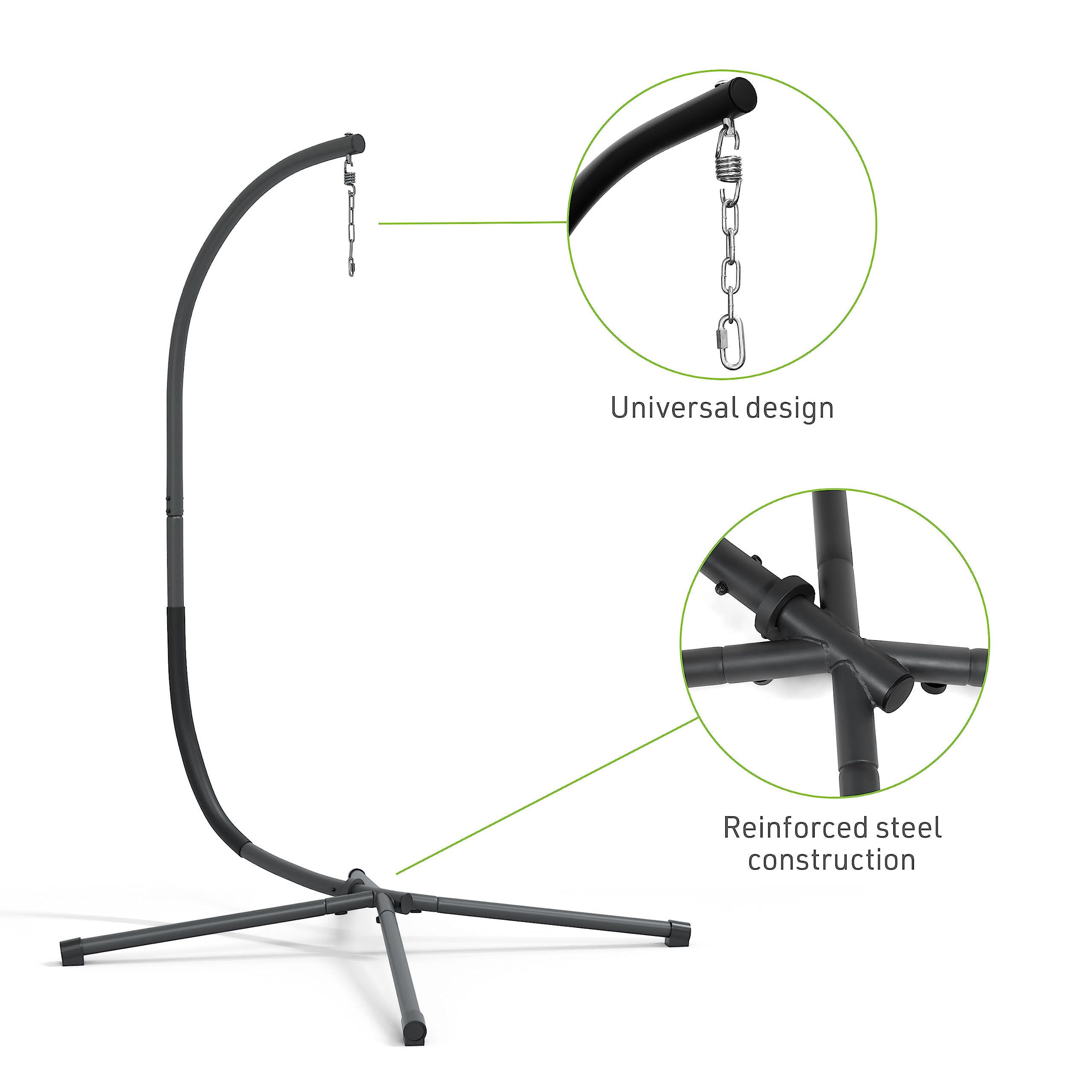 Modern Metal Hanging Swing Stand - C-Shaped Lapwing Design for Indoor/Outdoor Use (Chair Not Included) - Perfect for Patio, Garden, Porch & Backyard Relaxation