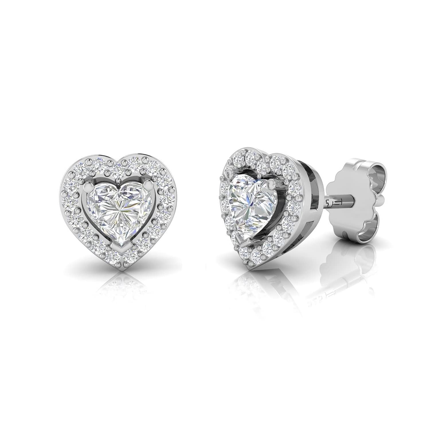 925 Sterling Silver Cubic Zirconia Stud Earrings for Women - Solitaire Halo or Heart Design, Lightweight & Hypoallergenic | Perfect for Everyday Wear, Anniversary Gifts & Special Occasions