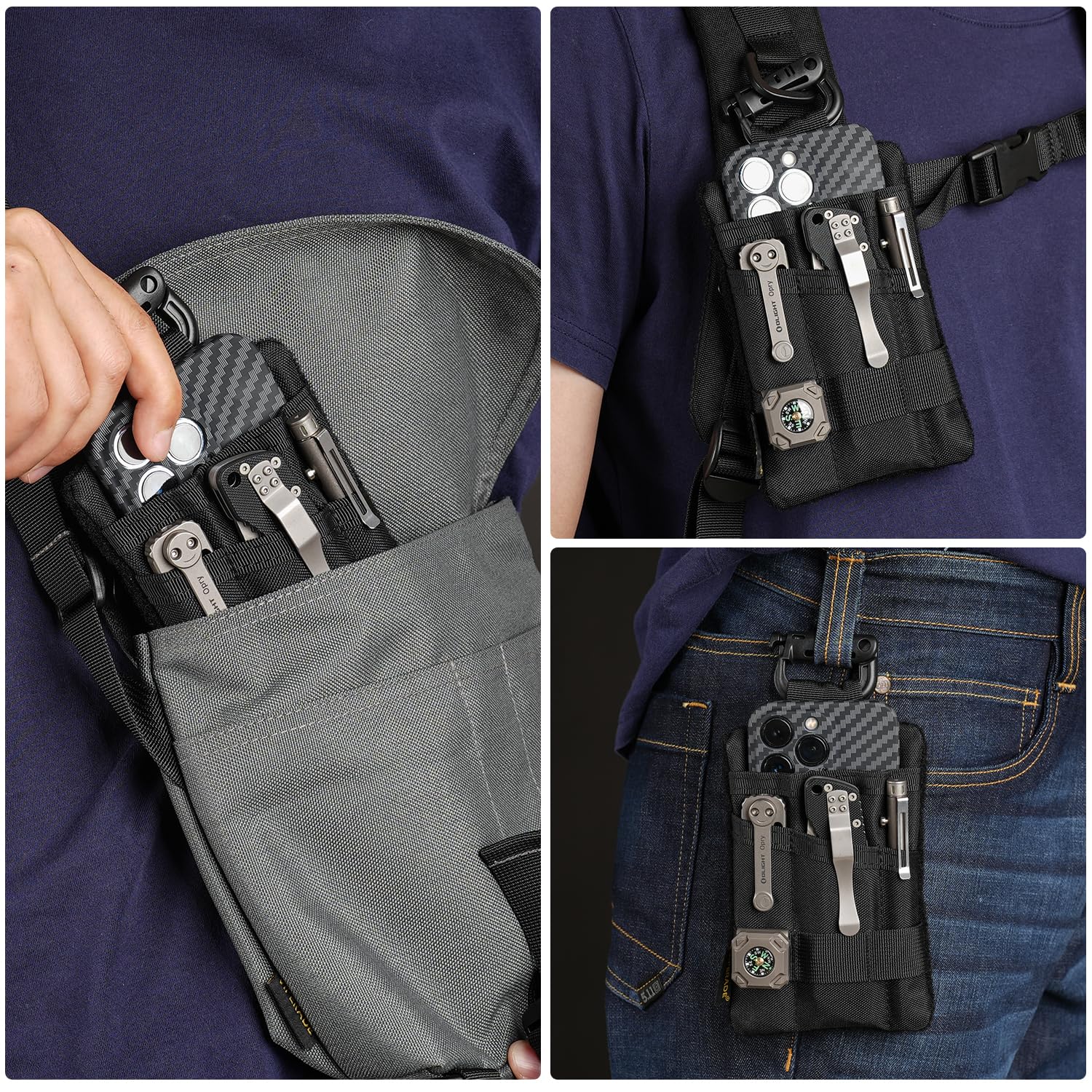 Viperade VE23/24/25 EDC Organizer - Tactical Gear Pouch for Men, Multitool & DIY Patch Pocket Organizer - Perfect for Everyday Carry, Camping, Hiking & Outdoor Adventures