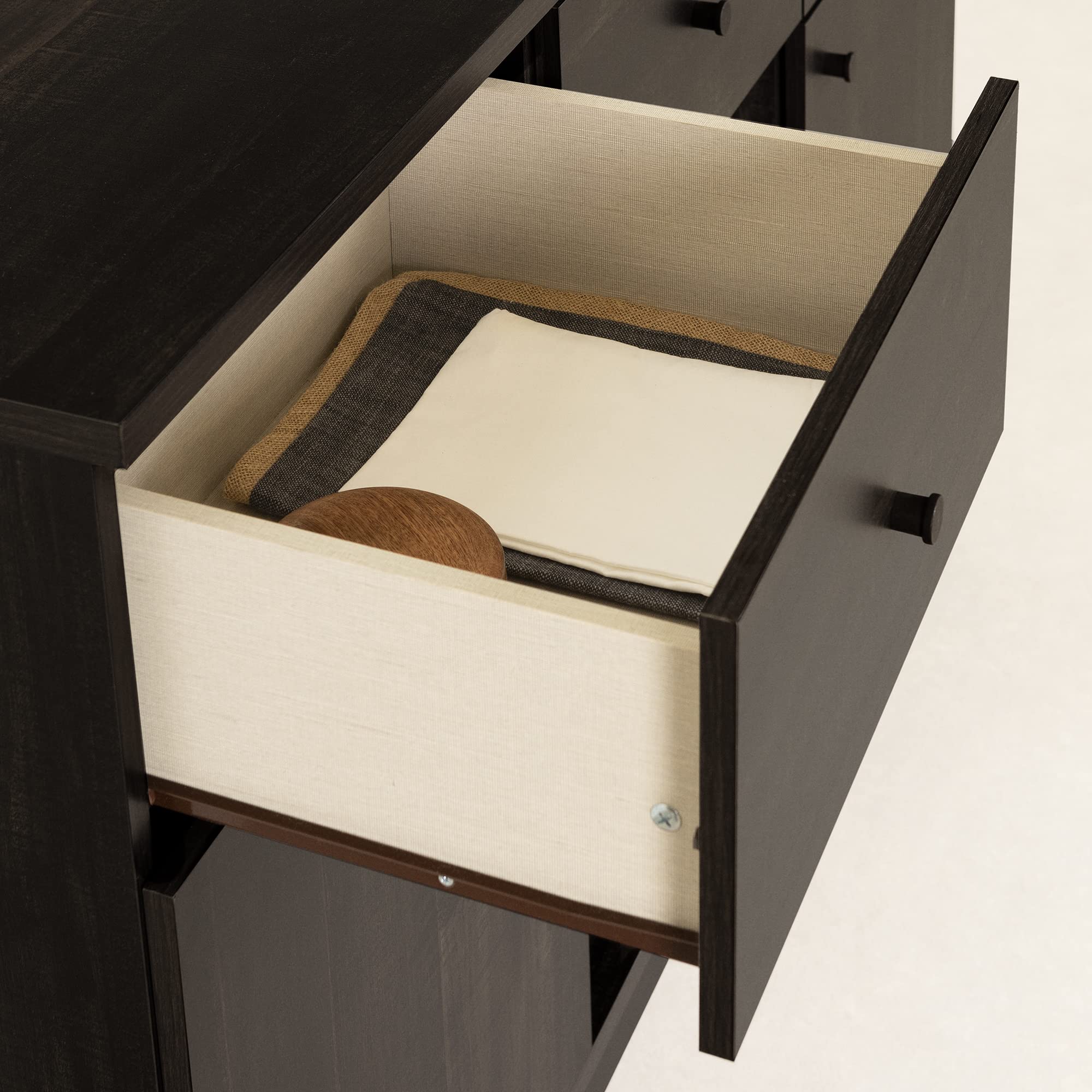South Shore Bellami Buffet with Wine Storage - Rubbed Black Finish Sideboard for Dining Room & Living Room | Perfect for Entertaining & Home Organization