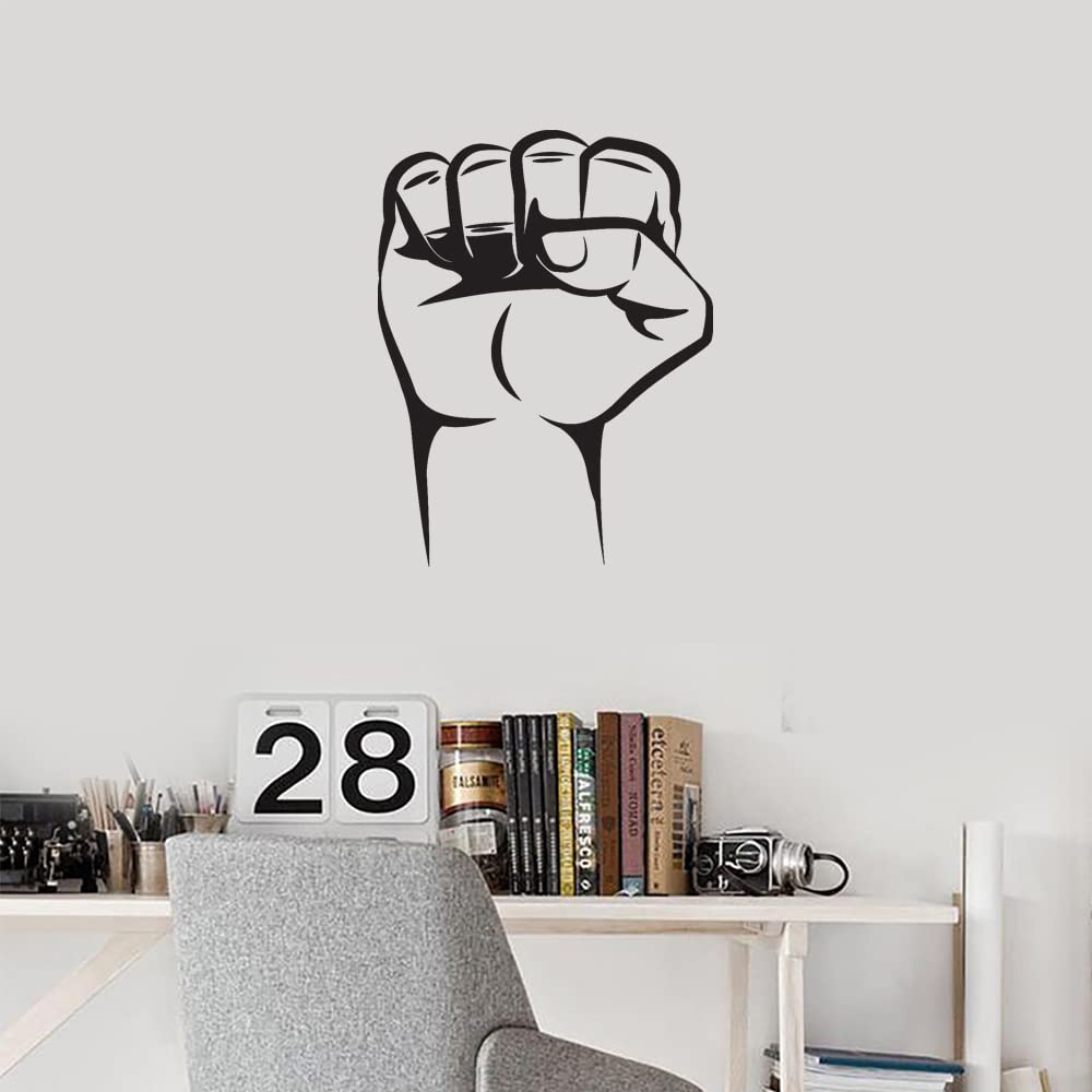 Premium Waterproof Vinyl Decal Stickers - Raised Fist Punch (Black, Set of 2) for Laptop, Phone, Helmet, Car Window, Bumper, Mug & Wall Decoration - Ideal for Activism, Protest Signs, Personal Expression & DIY Projects