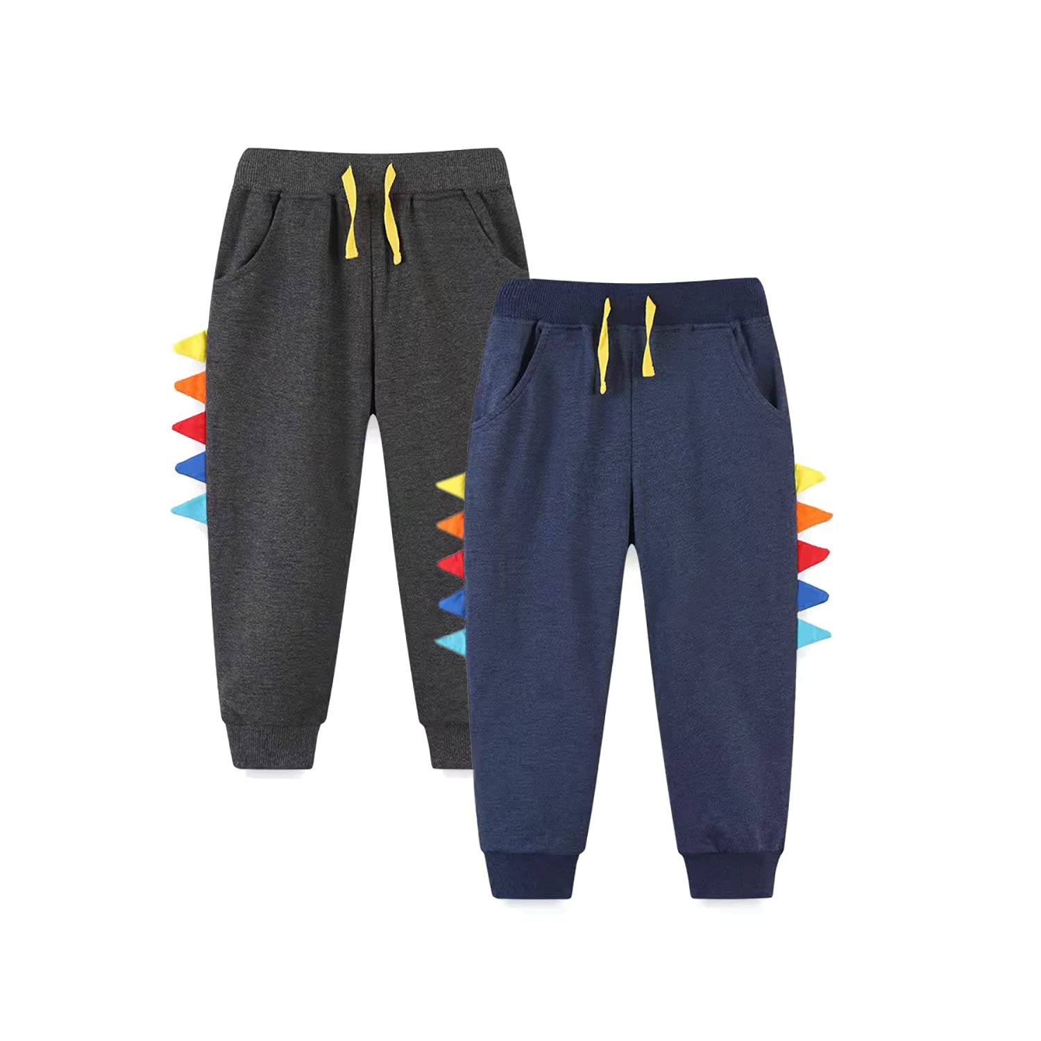 Fruitsunchen Boys' Dinosaur Jogger Pants - Active Athletic Sweatpants for Toddlers (1-Pack or 2-Pack) | Comfortable Playwear for Outdoor Activities & Preschool