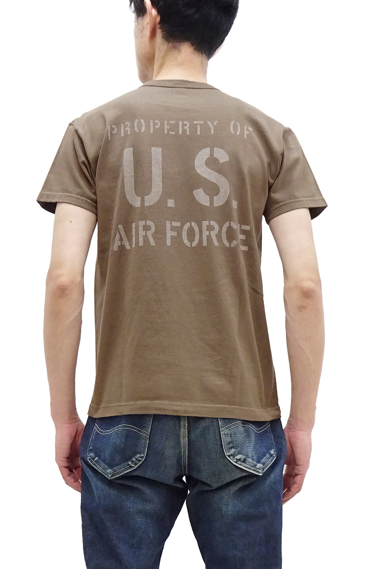 TOYS McCOY Men's US Fifth Air Force Military Graphic Short Sleeve T-Shirt | Vintage Loopwheeled Cotton Tee | TMC2428-050 Faded Coyote Brown | Casual Wear & Military Enthusiast Collection