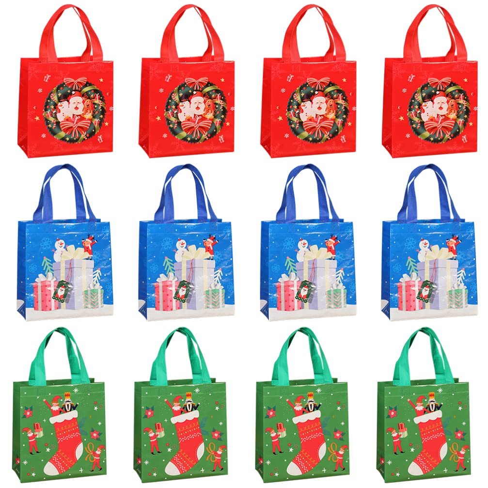 Women's Straw Shoulder Crossbody Bag - Hand-Woven Beach Purse for Summer, Christmas Non-Woven Tote Bags (12 Pack) - Large Holiday Shopping Bags with Handles for Kids Party, Candy Packaging & Gift Giving | Perfect for Beach Outings, Christmas Celebrations & Festive Gatherings