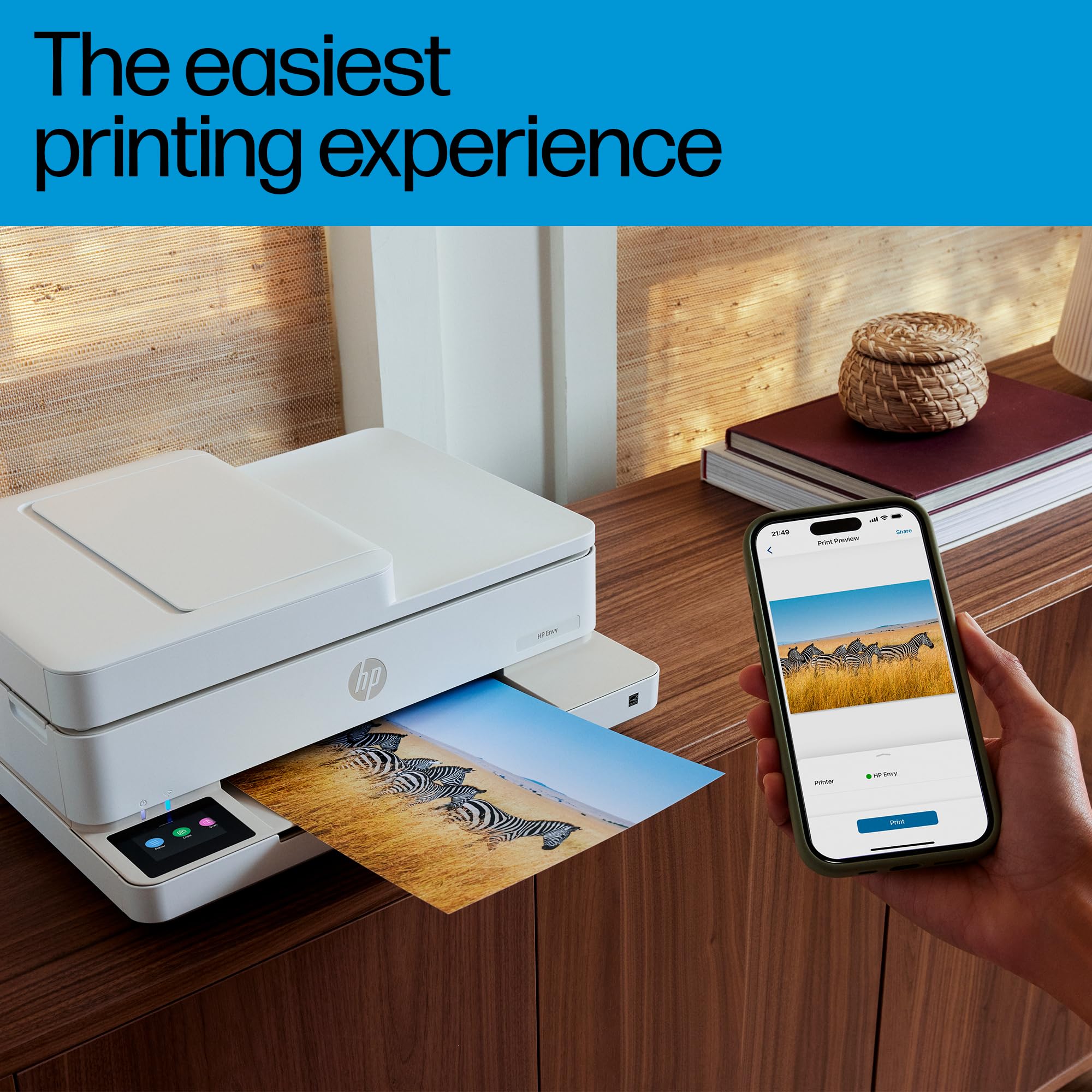 HP Envy 6530e Wireless All-in-One Color Printer with Auto 2-Sided Printing | Print, Scan, Copy | 3 Months Instant Ink Included | Automatic Document Feeder | Home & Office Use | Perfect for Documents, Photos, School Projects & Small Business Needs