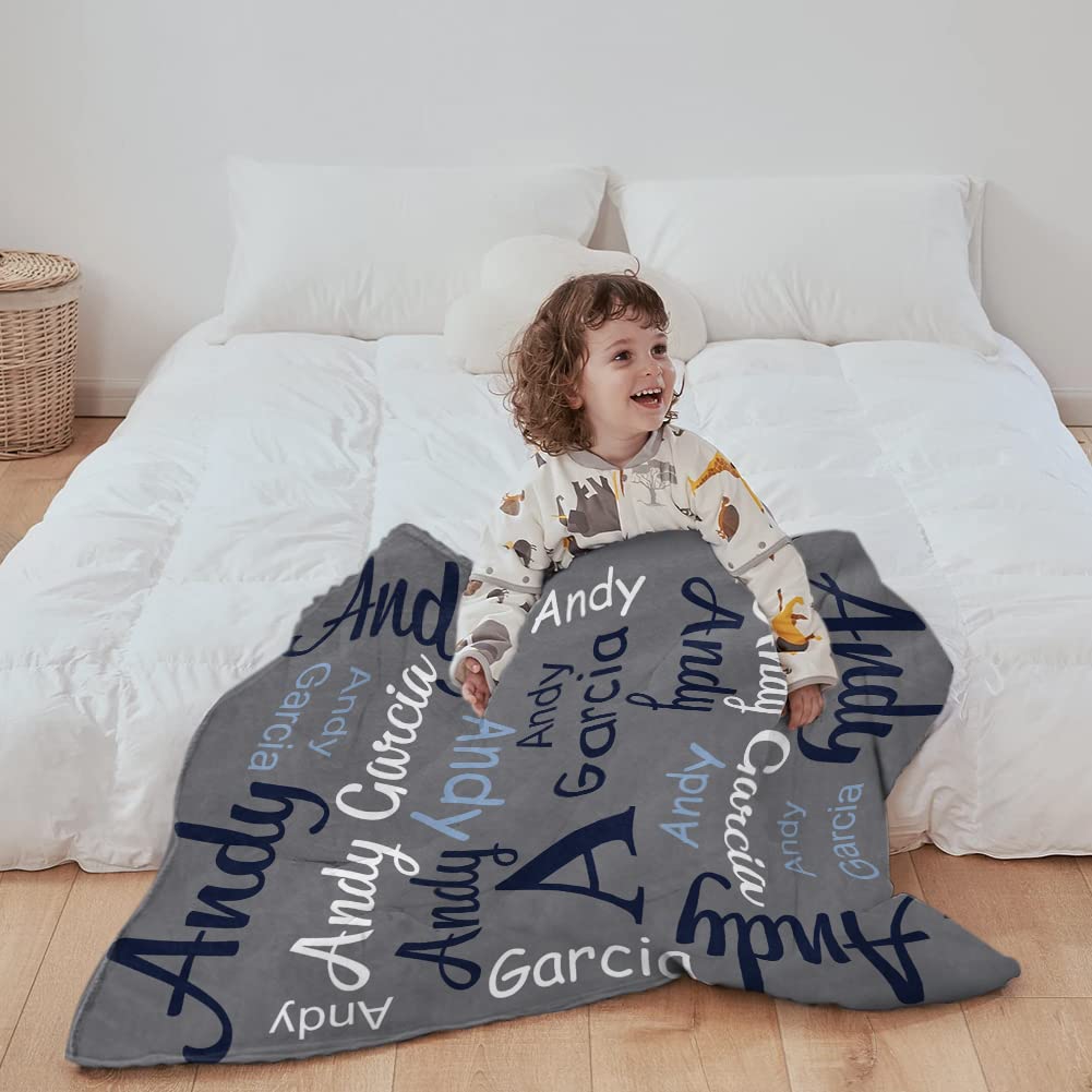 Personalized Baby Blankets with Custom Name - Soft Yoke Style Swaddle Blankets for Newborns, Toddlers & Kids | Perfect Baby Shower Gift & Birthday Present for Boys & Girls | Nursery Essential, Travel Companion & Keepsake Blanket