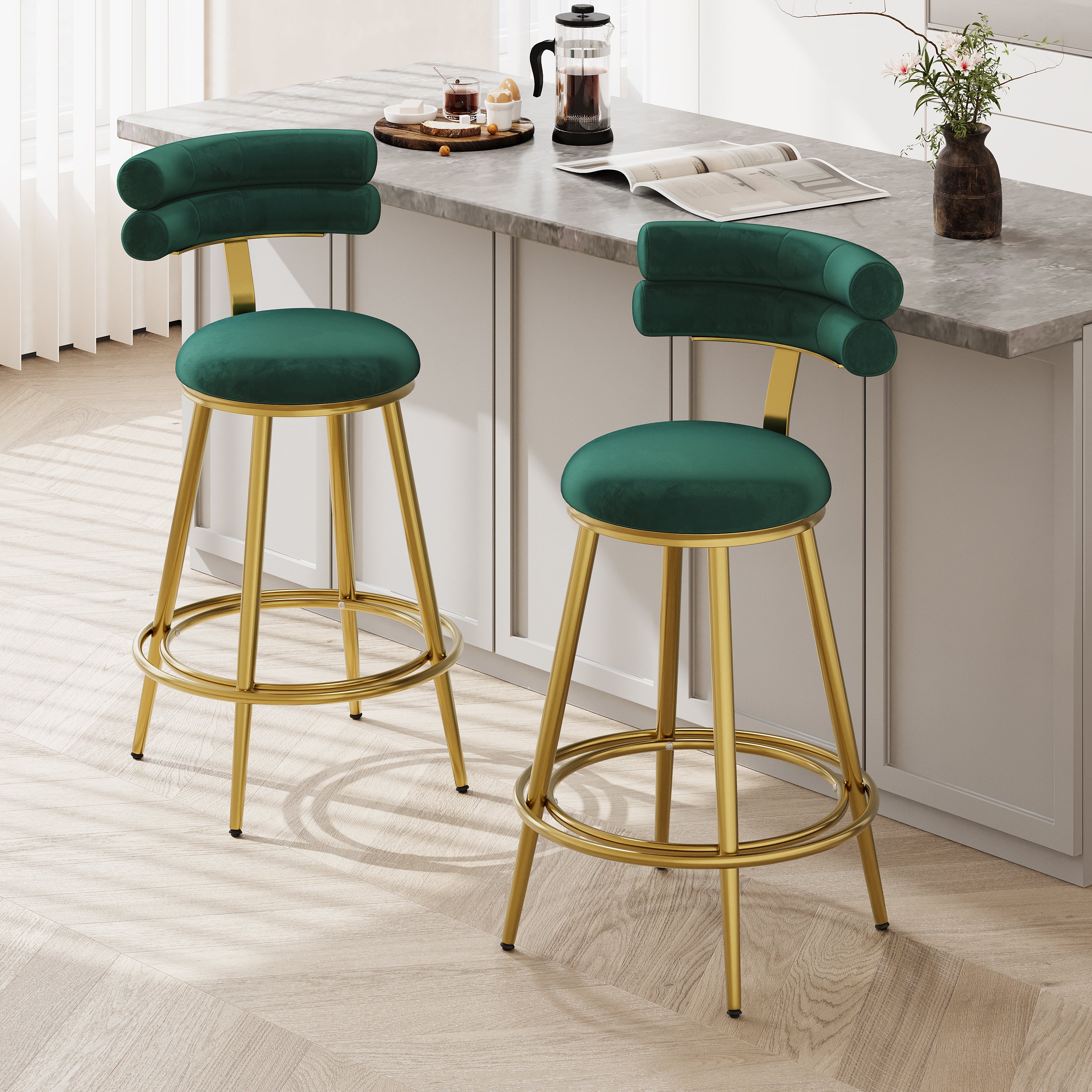 Modern Velvet Counter Stools Set of 2 - 27.65